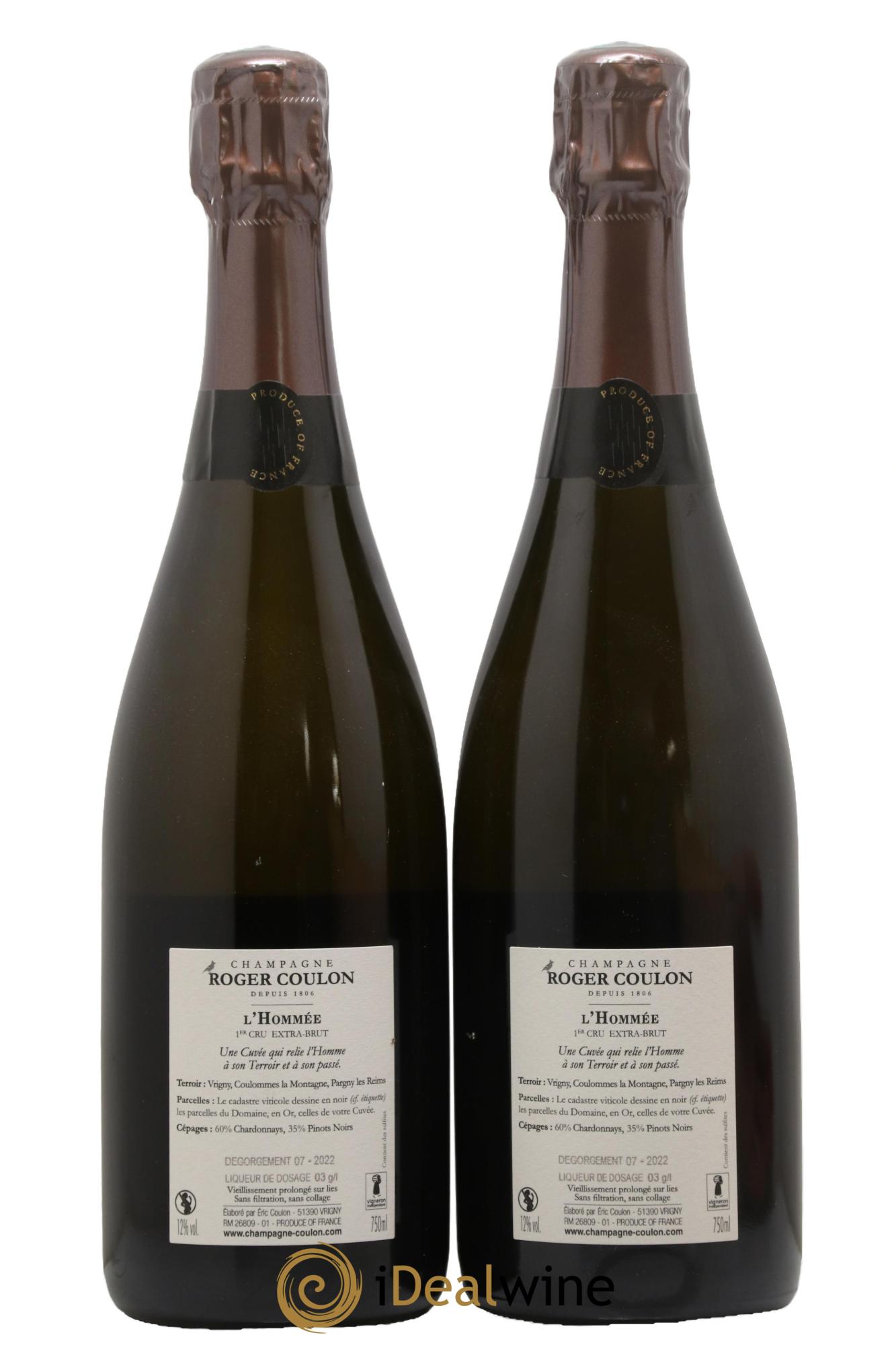 L'Hommée 1er Cru Extra-Brut Roger Coulon - Lot de 2 bouteilles - 1