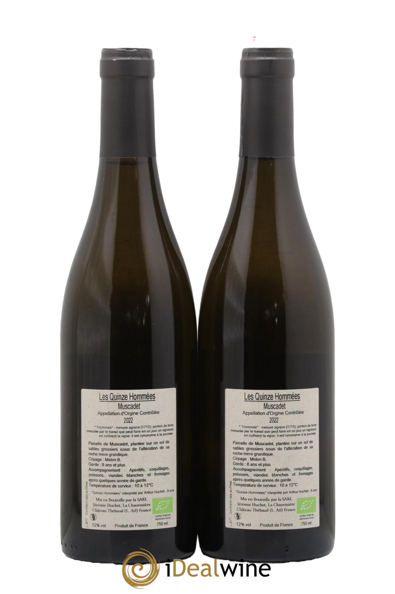 Muscadet Les Quinze Hommées Domaine De La Chauvinière Jérémie Huchet 2022 - Lot de 2 bouteilles - 1