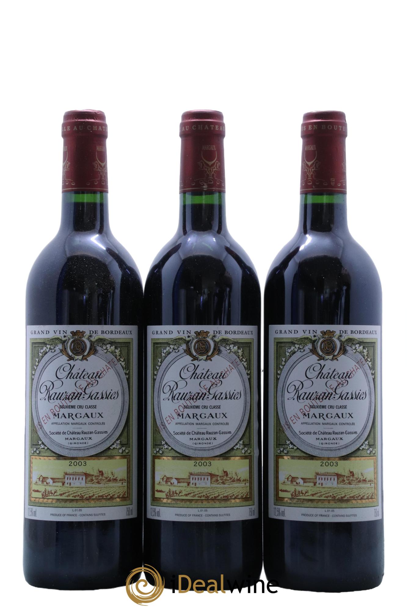 Château Rauzan-Gassies 2ème Grand Cru Classé 2003 - Lotto di 12 bottiglie - 4