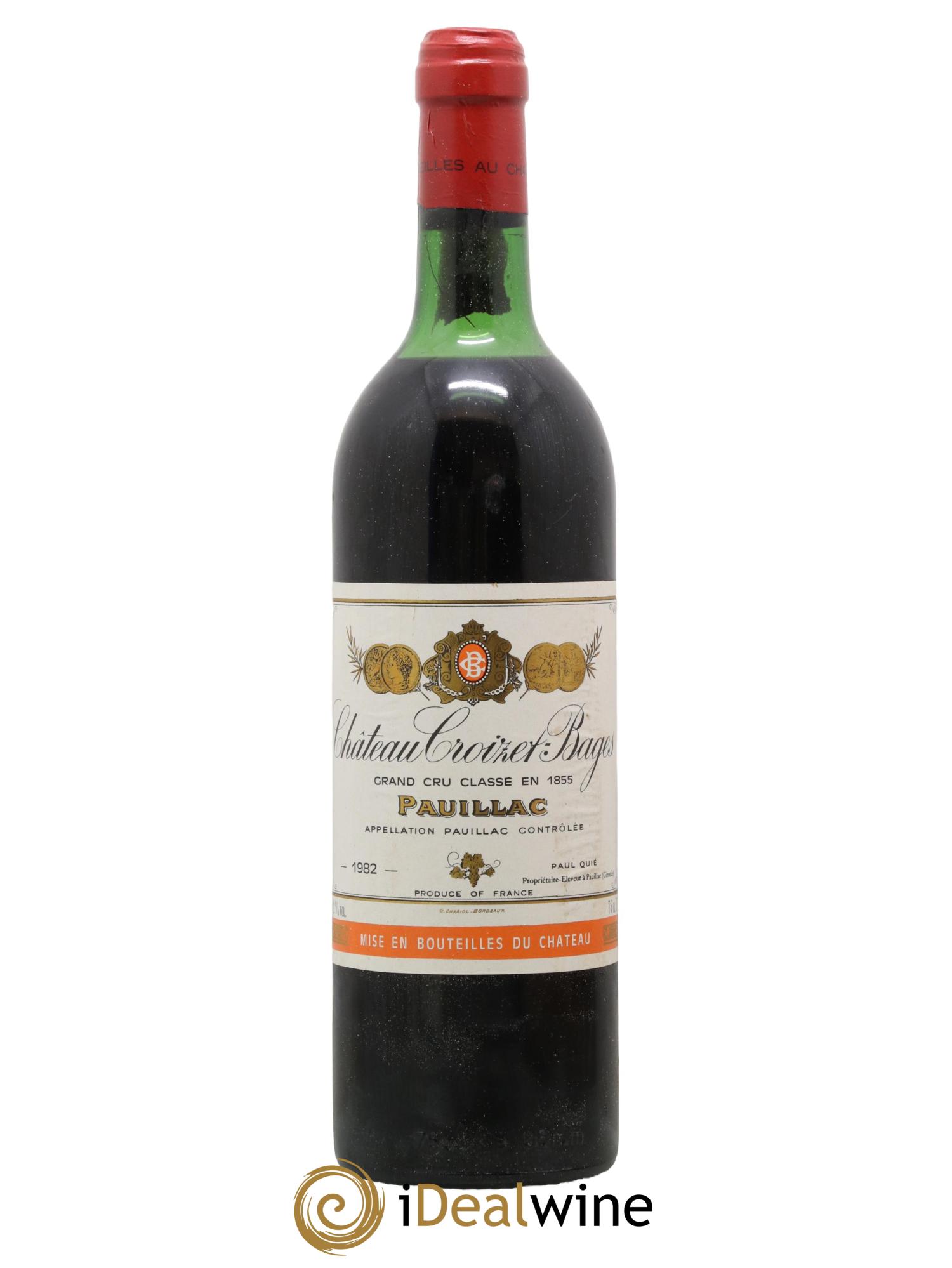 Château Croizet Bages 5ème Grand Cru Classé 1982 - Lot de 1 bouteille - 0