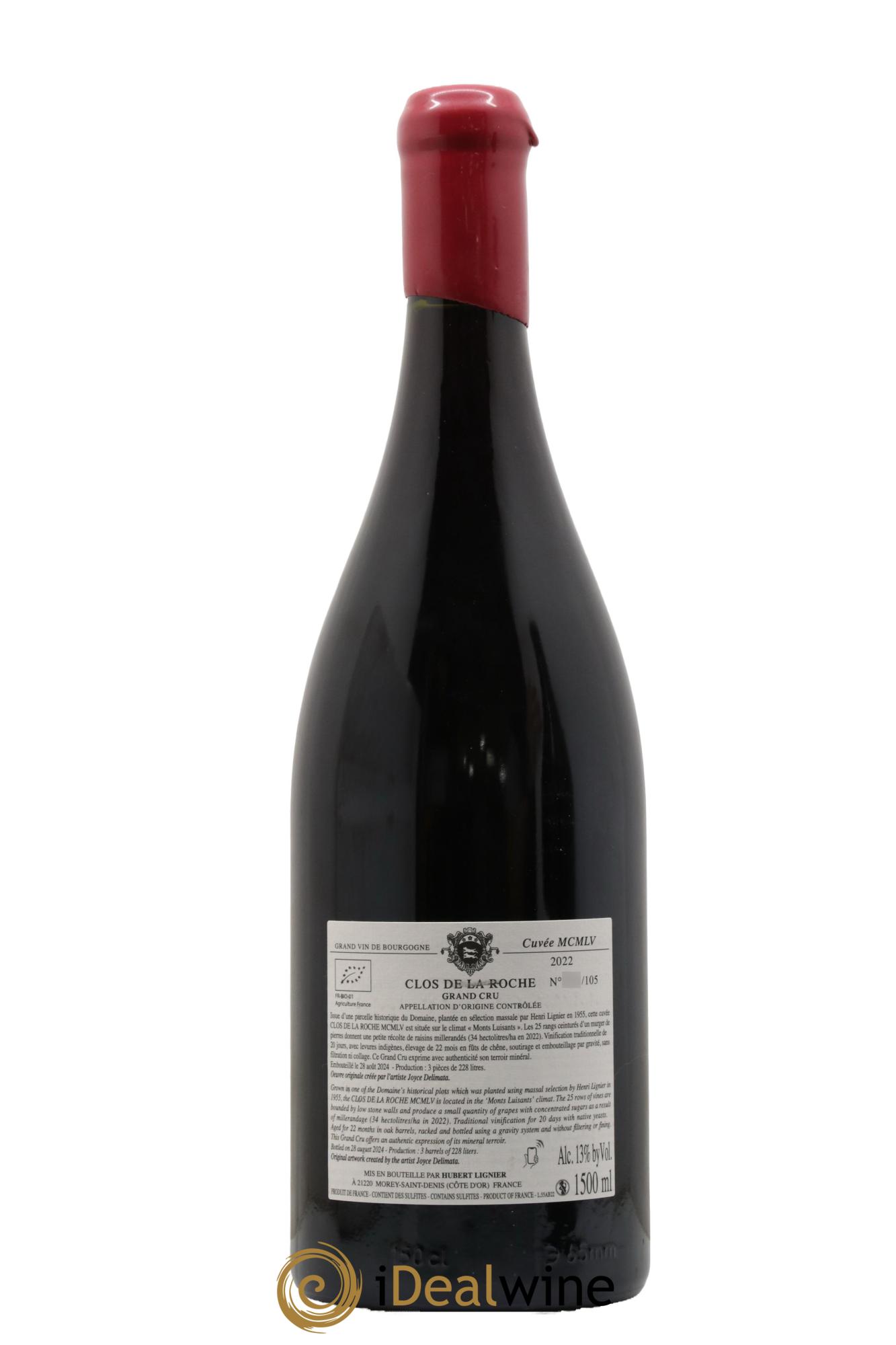Clos de la Roche Grand Cru MCMLV Hubert Lignier (Domaine) 2022 - Lot de 1 magnum - 1