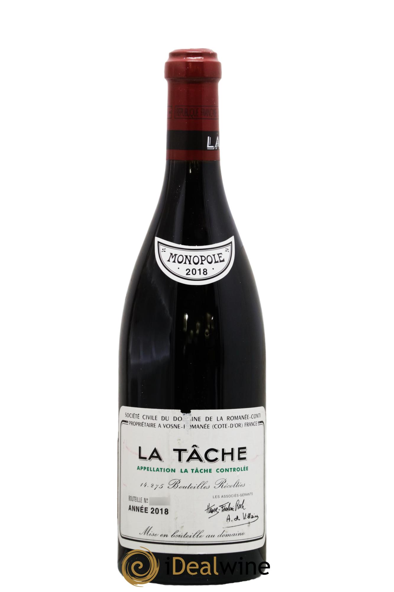 La Tâche Grand Cru Domaine de la Romanée-Conti 2018 - Lot of 1 bottle - 0