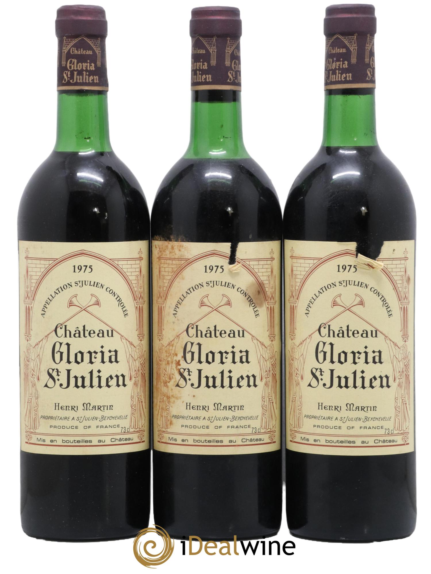 Château Gloria 1975 - Lot de 3 bouteilles - 0