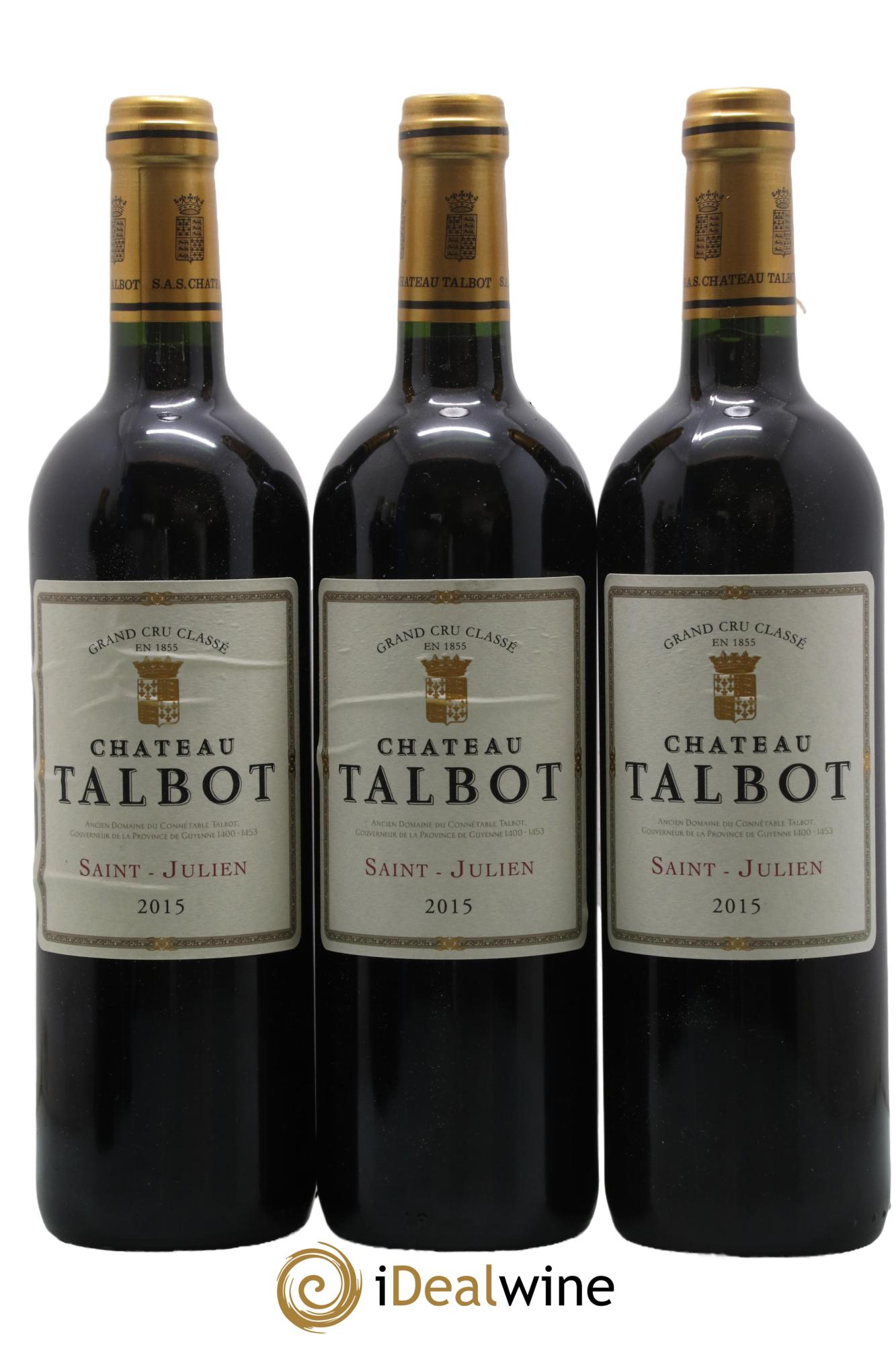 Château Talbot 4ème Grand Cru Classé 2015 - Lotto di 3 bottiglie - 0