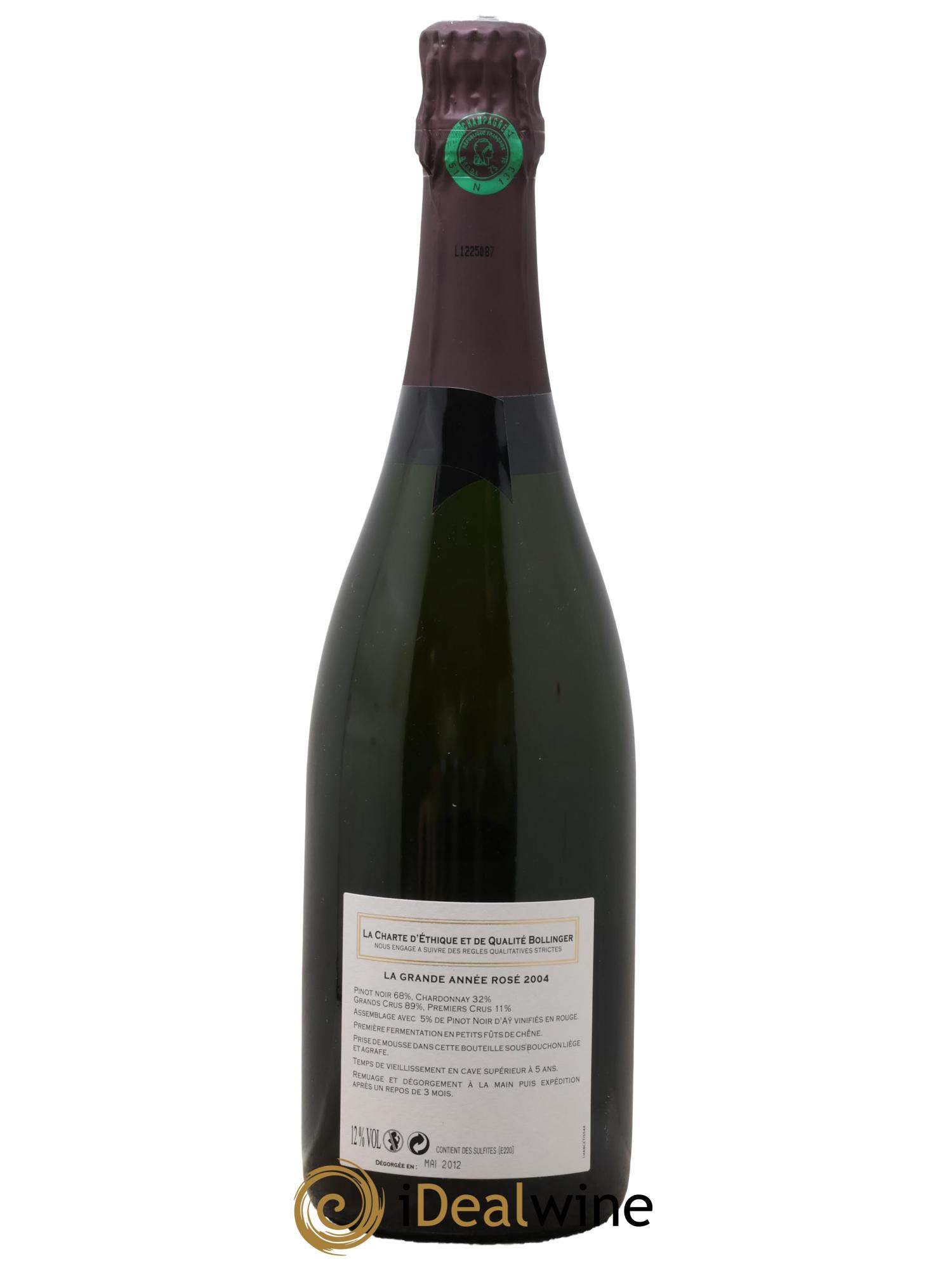 Grande Année Brut Bollinger 2004 - Lotto di 1 bottiglia - 2