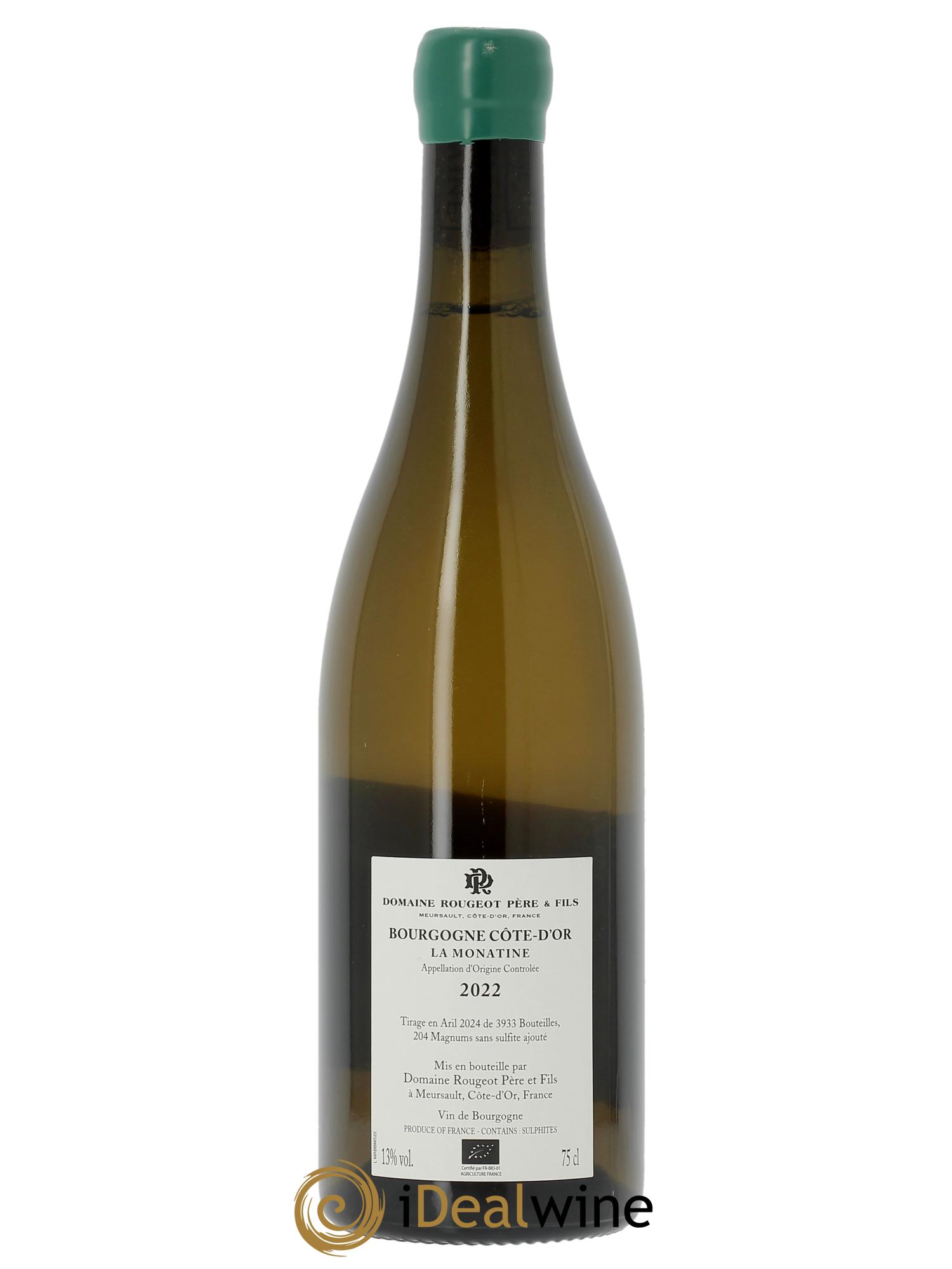 Bourgogne Côte-d'Or La Monatine Sans sulfite ajouté Rougeot Père et Fils 2022 - Lot de 1 bouteille - 1