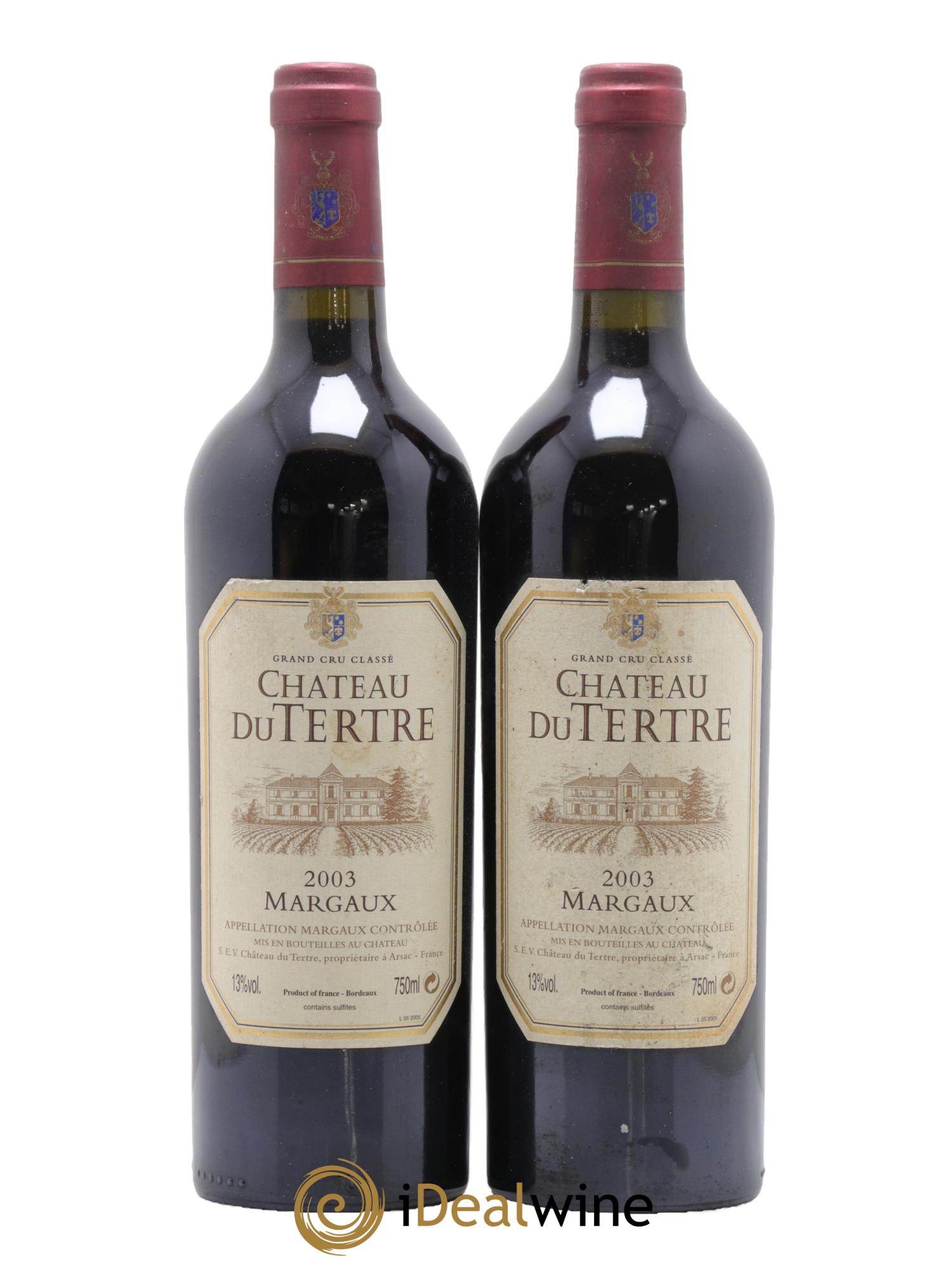 Château du Tertre 5ème Grand Cru Classé 2003 - Lot de 2 bouteilles - 0