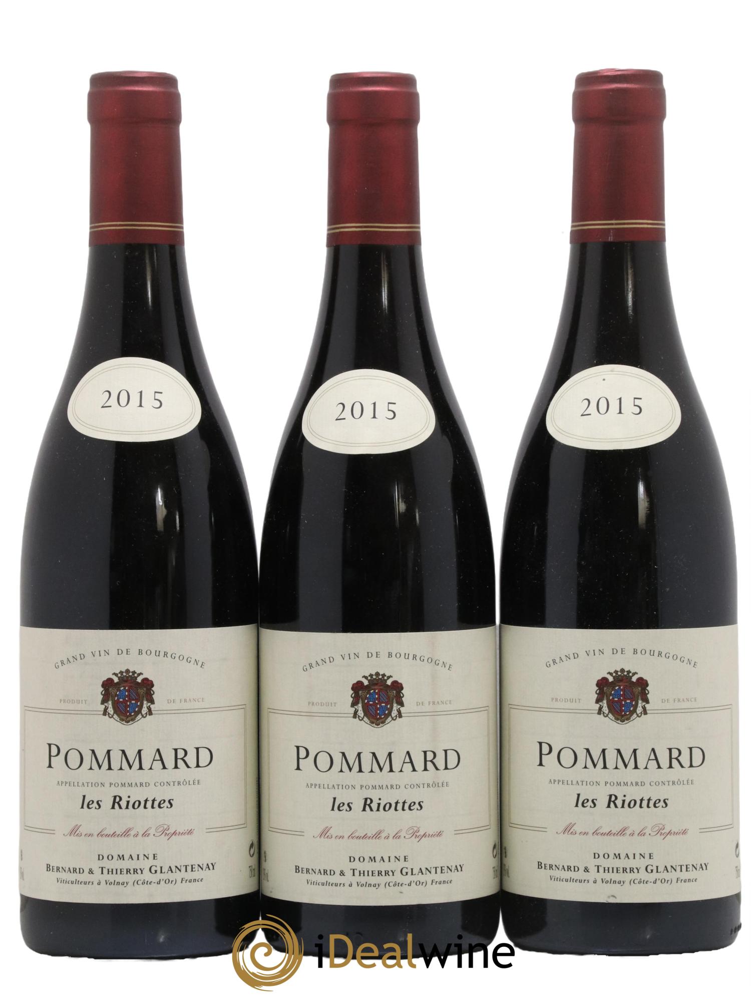 Pommard Les Riottes Domaine Bernard et Thierry Glantenay 2015 - Lot de 3 bouteilles - 0