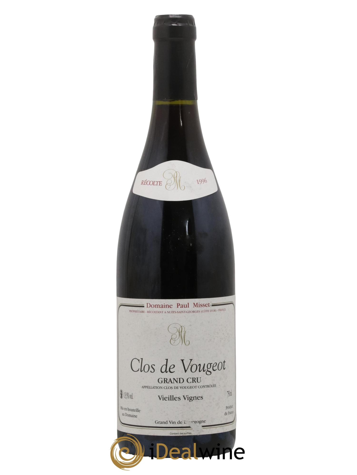Clos de Vougeot Grand Cru Vieilles Vignes Domaine Paul Misset 1996 - Lot de 1 bouteille - 0