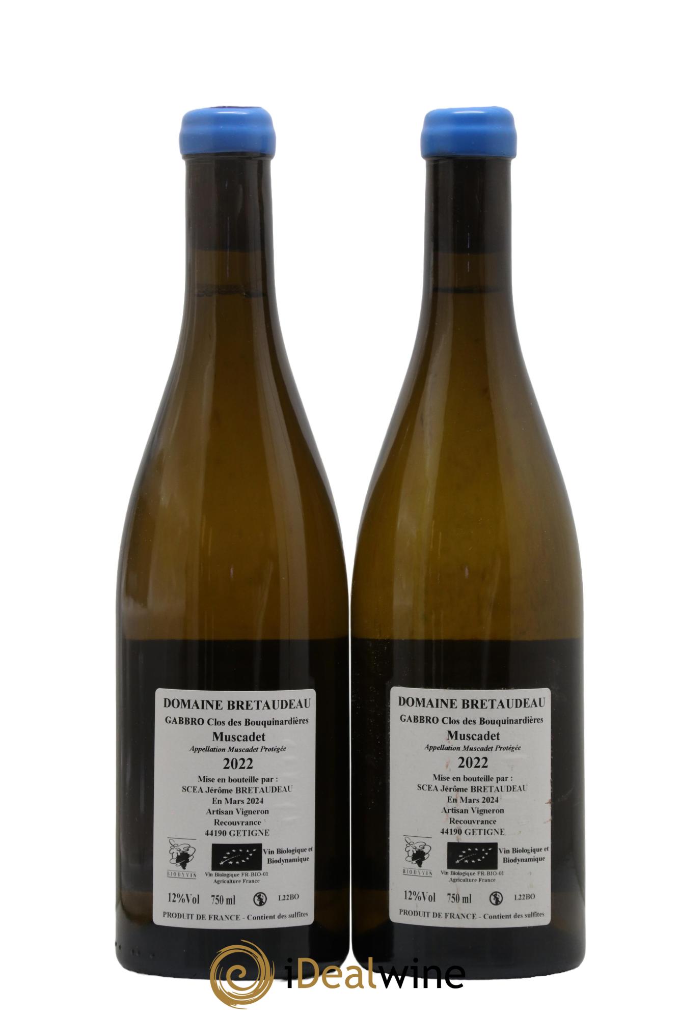 Muscadet-Sèvre-et-Maine Gabbro Clos des Bouquinardières Jérôme Bretaudeau - Domaine de Bellevue 2022 - Lot de 2 bouteilles - 1