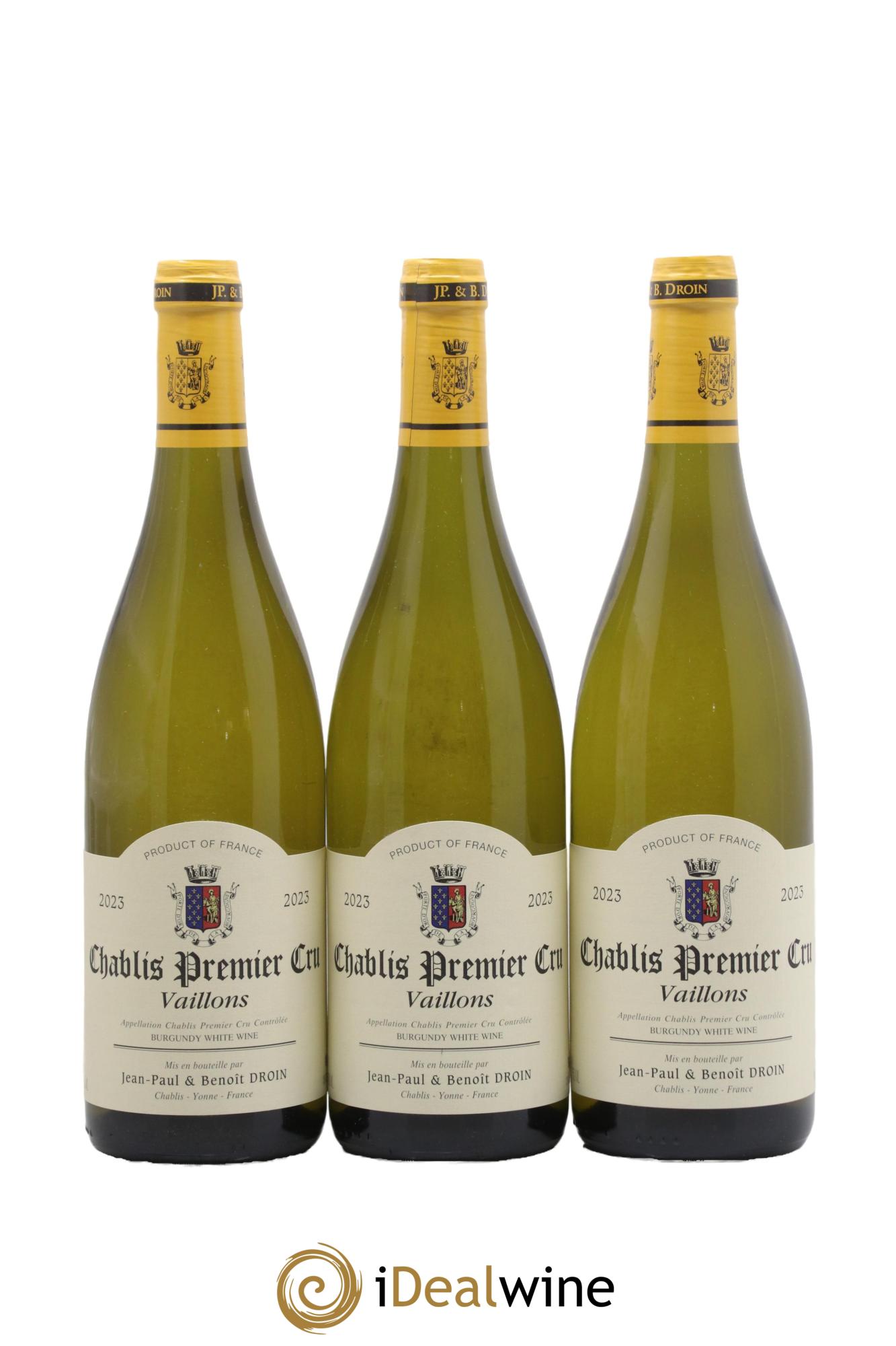 Chablis 1er Cru Vaillons Jean-Paul & Benoît Droin (Domaine) 2023 - Lot de 3 bouteilles - 0