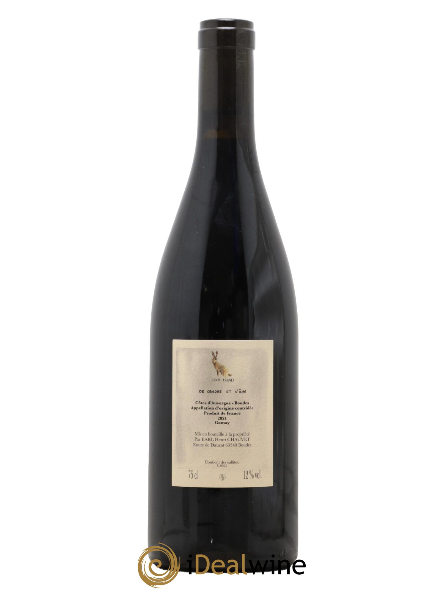 Côtes d'Auvergne De Cendre et d'Ame Henri Chauvet 2021 - Lot de 1 bouteille - 1