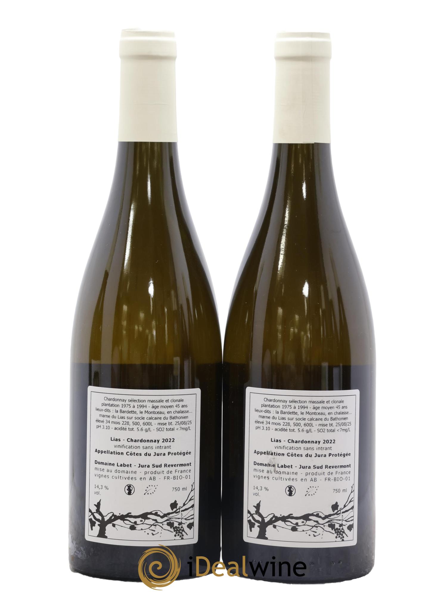 Côtes du Jura Chardonnay Lias Romain - Julien  - Charline Labet 2022 - Posten von 2 Flaschen - 1