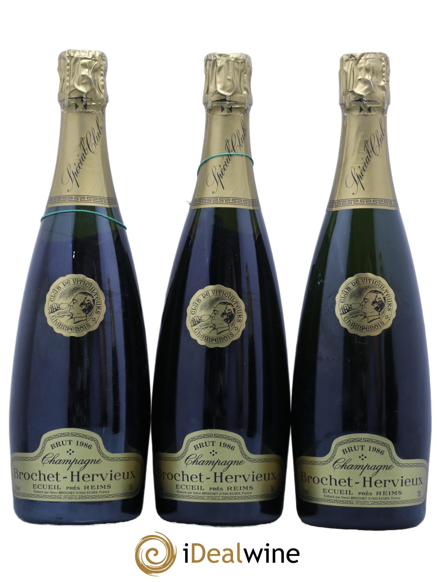 Champagne Brut Brochet Hervieux 1986 - Lot de 3 bouteilles - 0