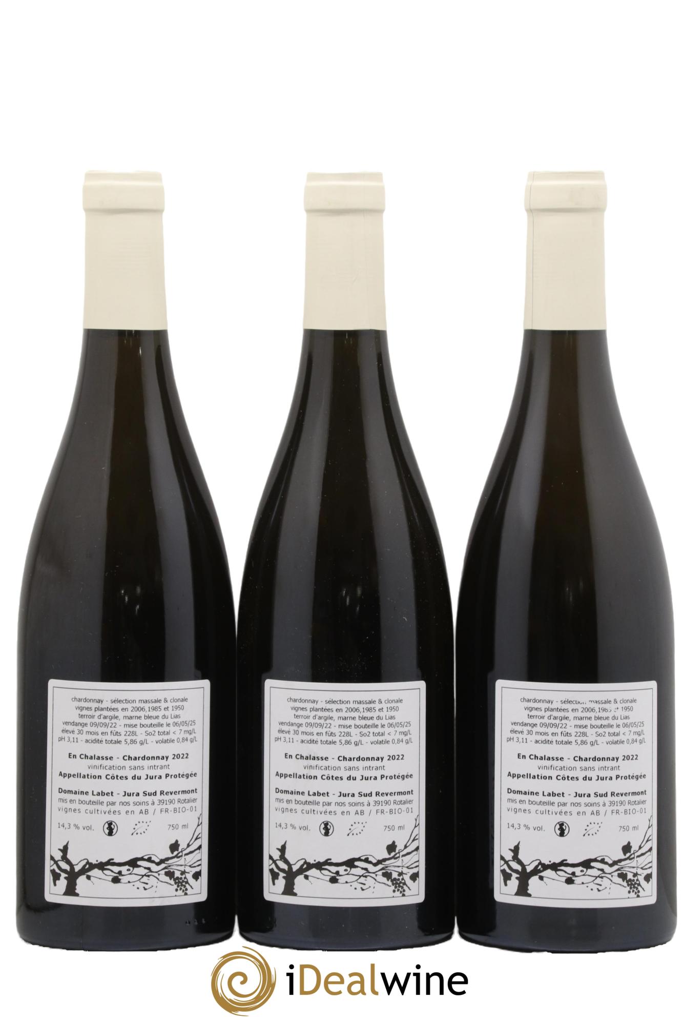 Côtes du Jura Chardonnay En Chalasse Romain - Julien  - Charline Labet 2022 - Posten von 3 Flaschen - 1