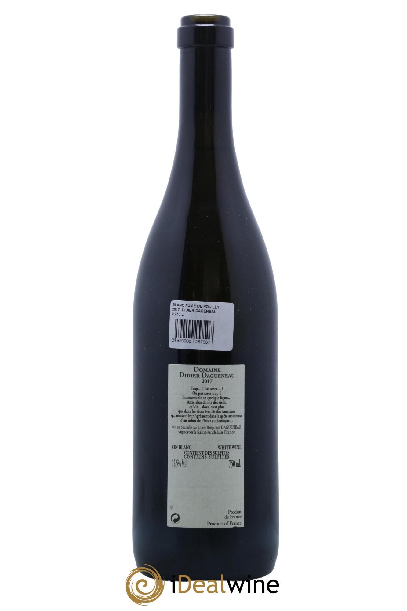Pouilly-Fumé Blanc Fumé de Pouilly Dagueneau (Domaine Didier - Louis-Benjamin) 2017 - Lot of 1 bottle - 1