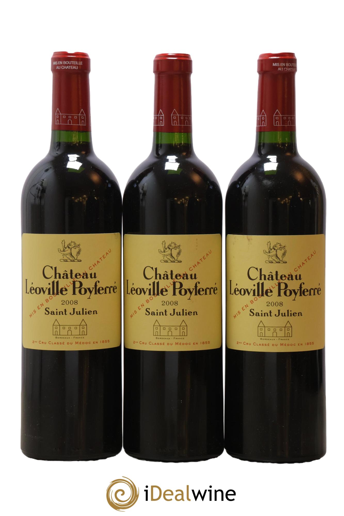 Château Léoville Poyferré 2ème Grand Cru Classé 2008 - Lot de 3 bouteilles - 0