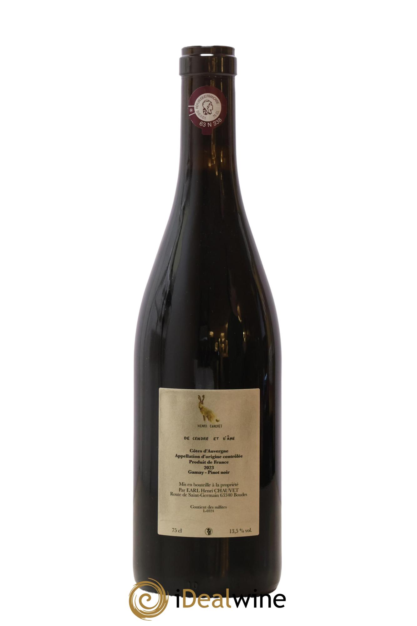 Côtes d'Auvergne AOP De Cendre et d'Ame Henri Chauvet 2023 - Lot de 1 bouteille - 1
