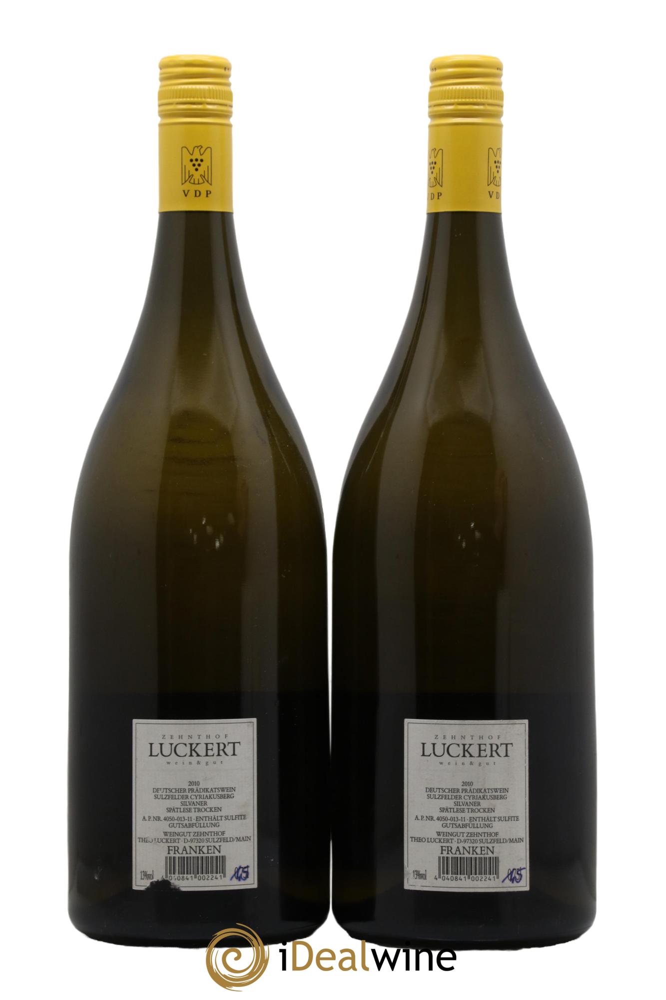 Allemagne Franken Silvaner Spatlese Trocken Gelbkalk Zehnthof Luckert Weingut 2010 - Lot de 2 magnums - 1