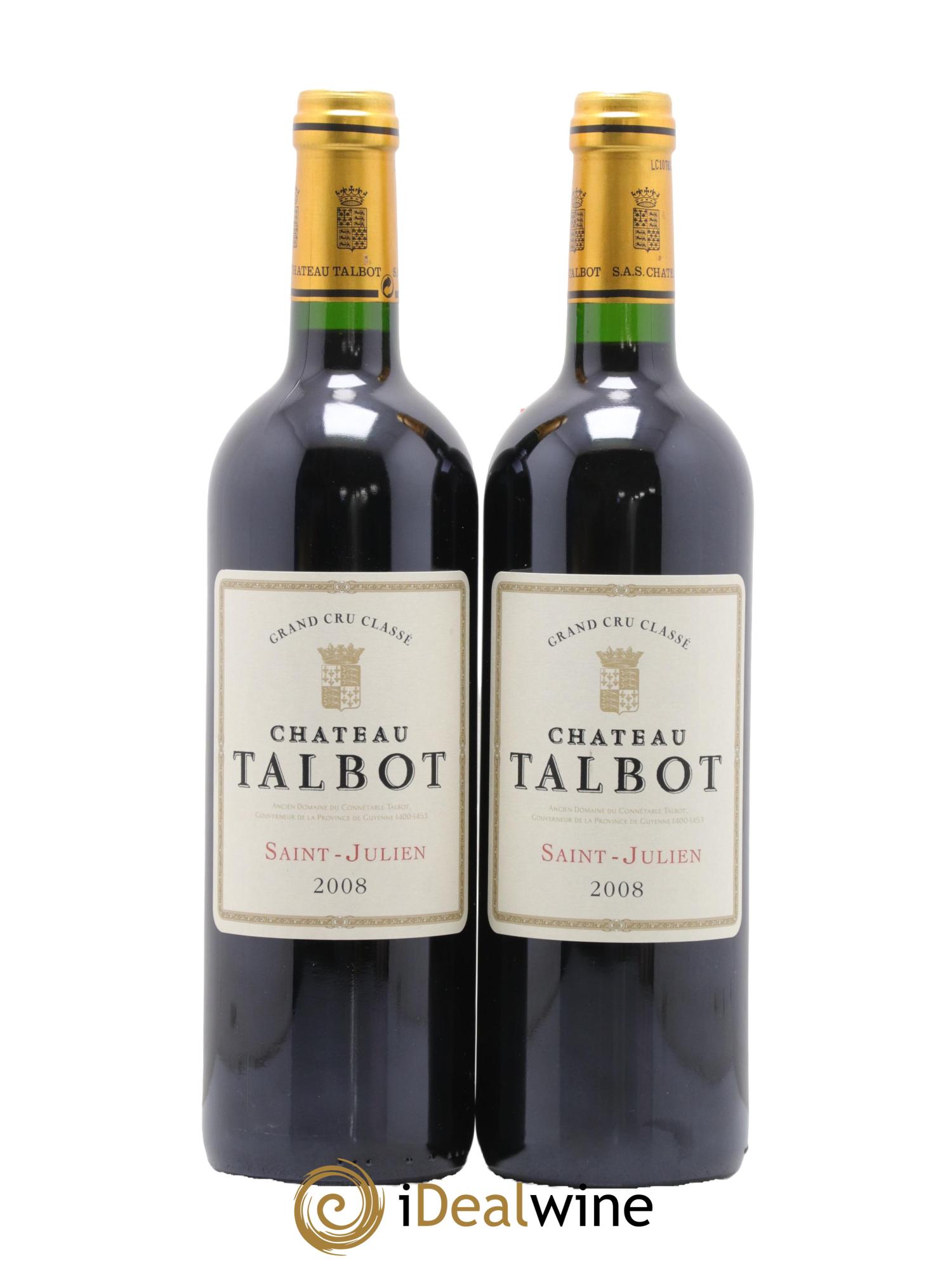 Château Talbot 4ème Grand Cru Classé 2008 - Lot de 2 bouteilles - 0