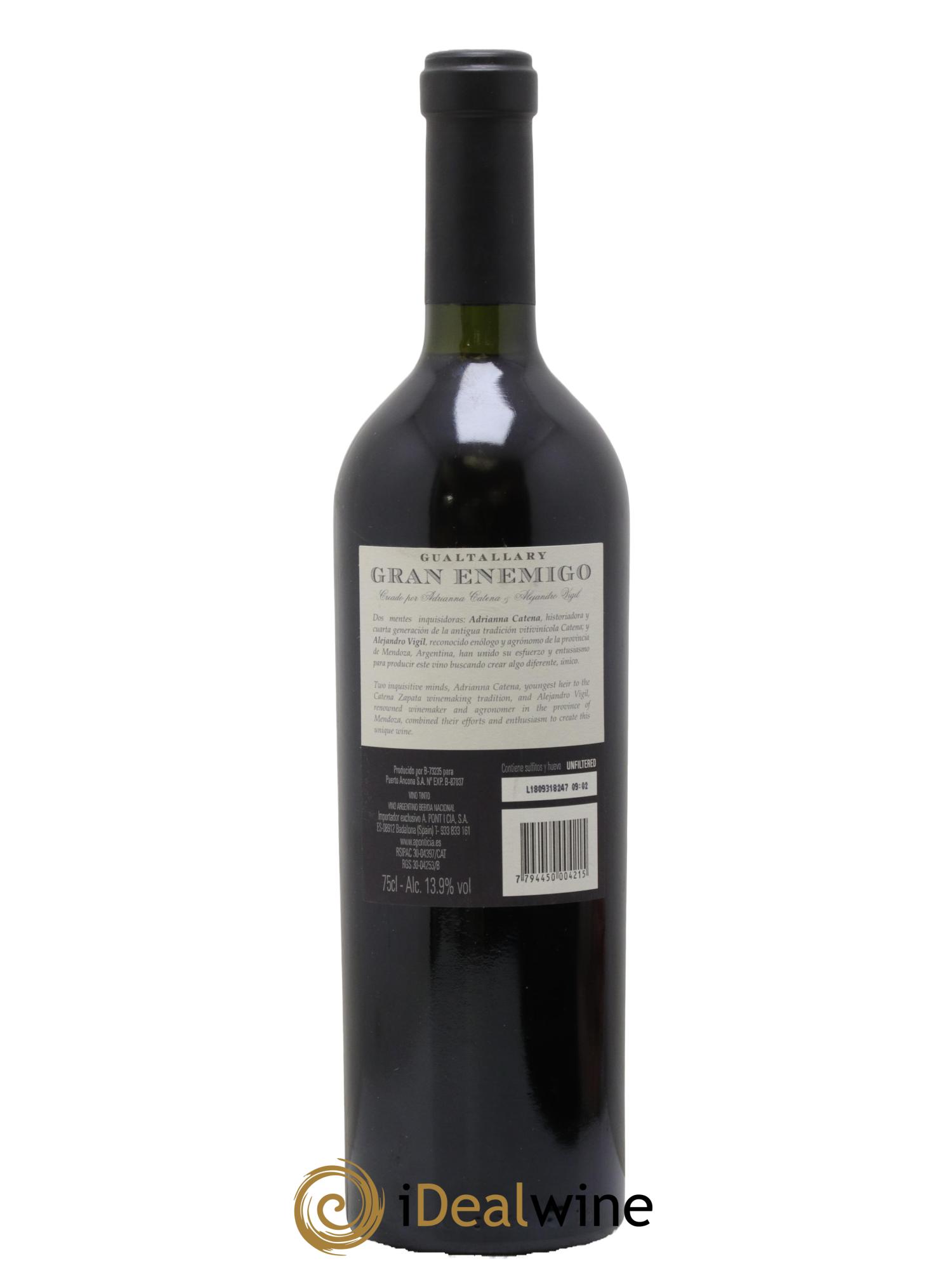 Mendoza Gran Enemigo Gualtallary Single Vineyard El Enemigo 2014 - Posten von 1 Flasche - 1