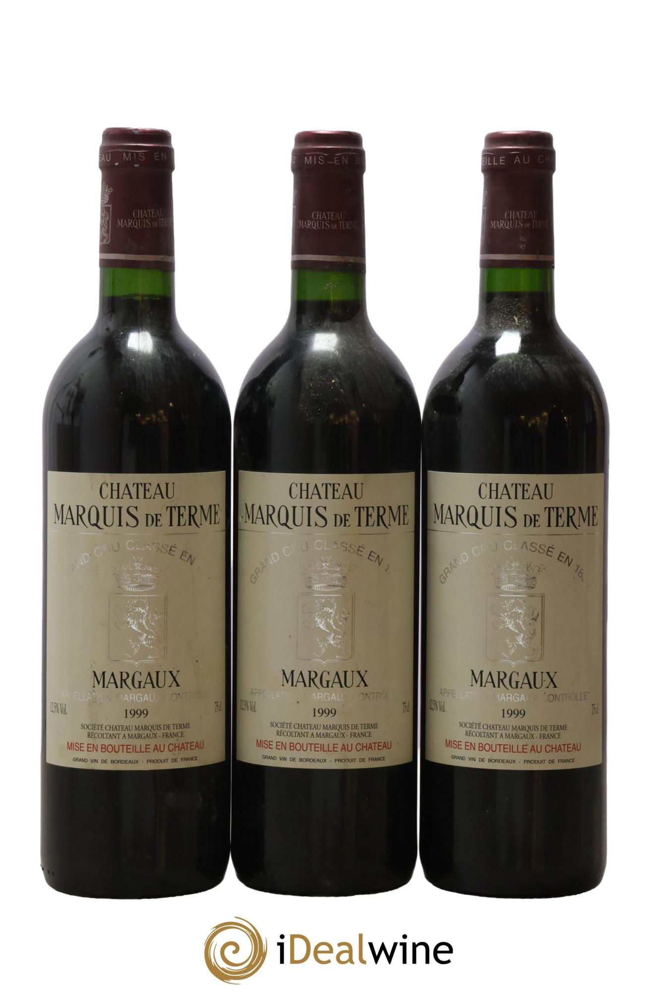 Château Marquis de Terme 4ème Grand Cru Classé 1999 - Lot de 3 bouteilles - 0