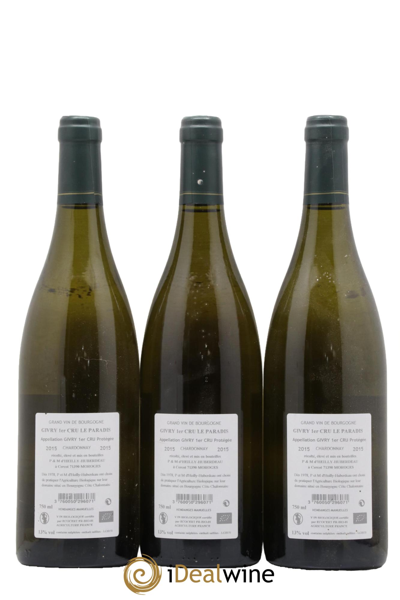 Givry 1er Cru Le Paradis Jean-Pierre Gillot 2015 - Lot de 3 bouteilles - 1