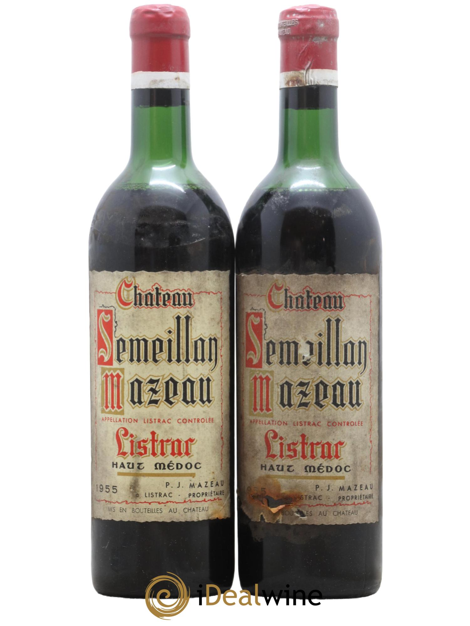 Listrac Chateau Semeillan Mazeau 1955 - Lot de 2 bouteilles - 0