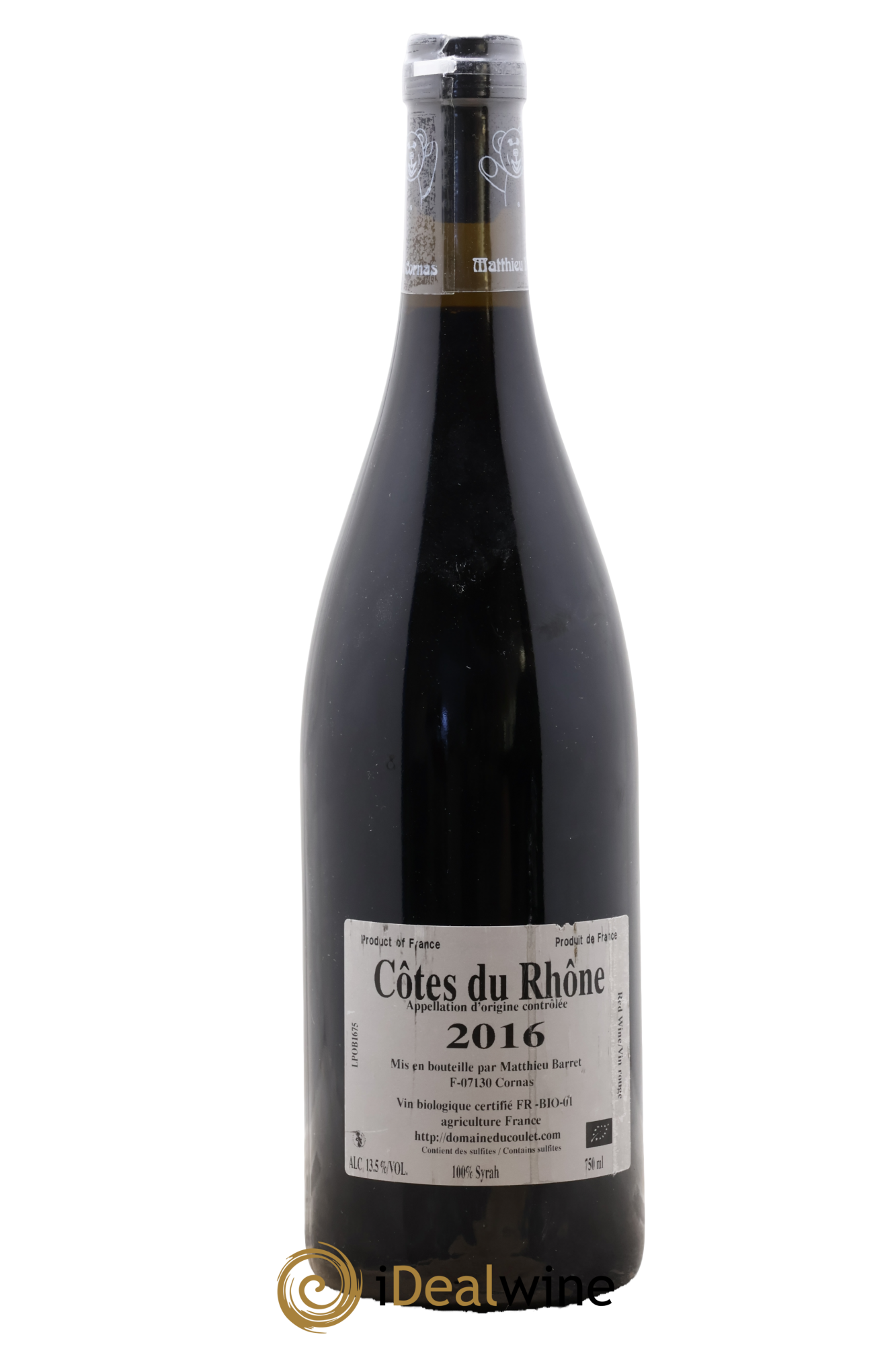 Côtes-du-Rhône Petit Ours Brun Coulet (Domaine du) - Matthieu Barret 2016 - Lote de 1 botella - 1