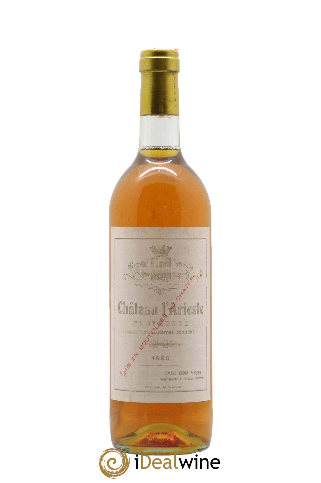 Sauternes Château L'Arieste 1986 - Posten von 1 Flasche - 0