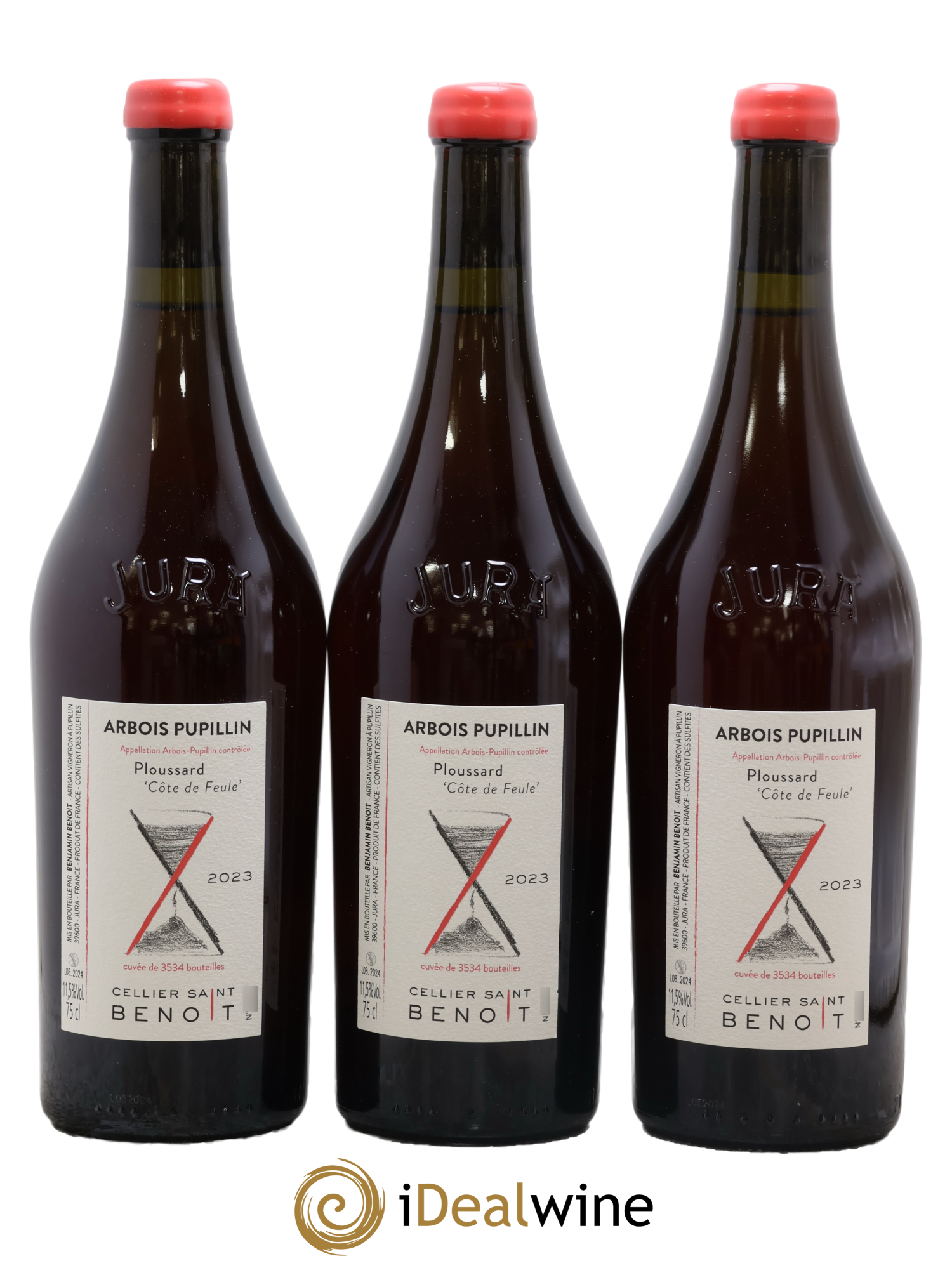 Arbois-Pupillin Ploussard Côte de Feule Cellier Saint Benoît 2023 - Lot of 3 bottles - 0