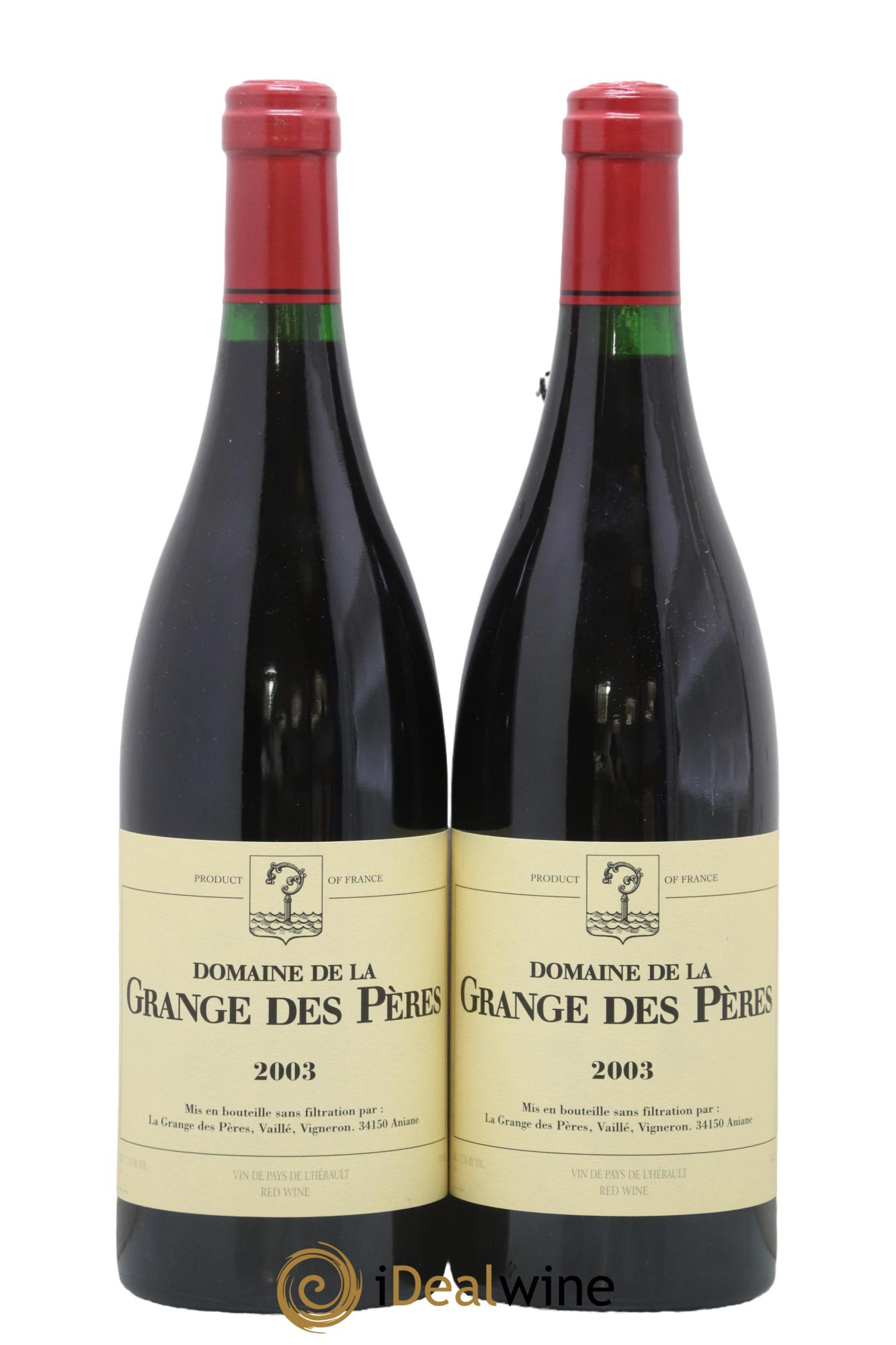 IGP Pays d'Hérault Grange des Pères Laurent Vaillé 2003 - Lot de 2 bouteilles - 0