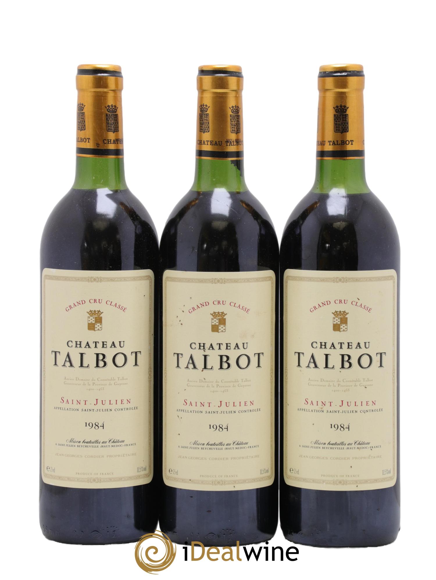 Château Talbot 4ème Grand Cru Classé 1984 - Lot of 3 bottles - 0