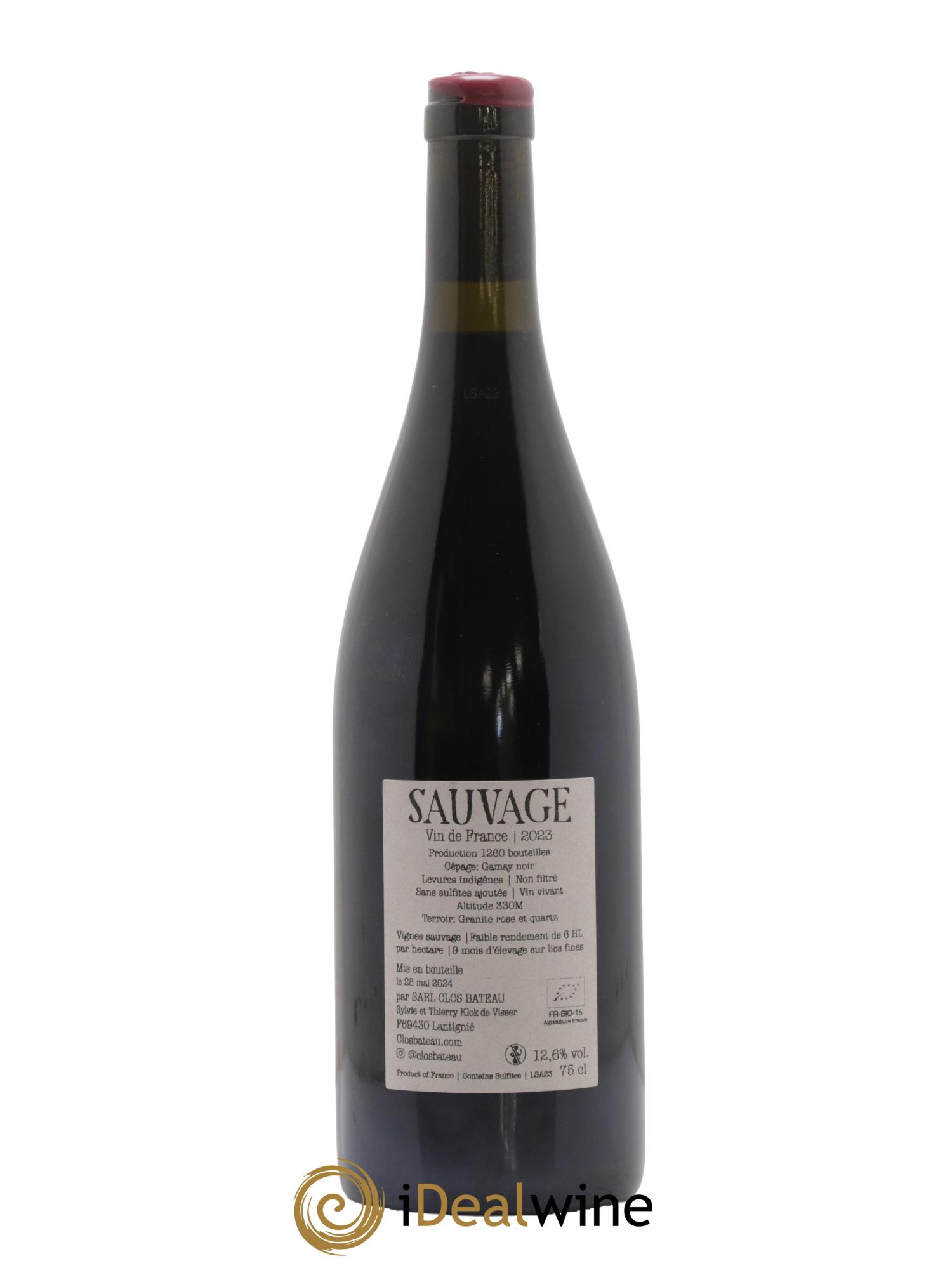 Vin de France Sauvage Clos Bateau 2023 - Lotto di 1 bottiglia - 1