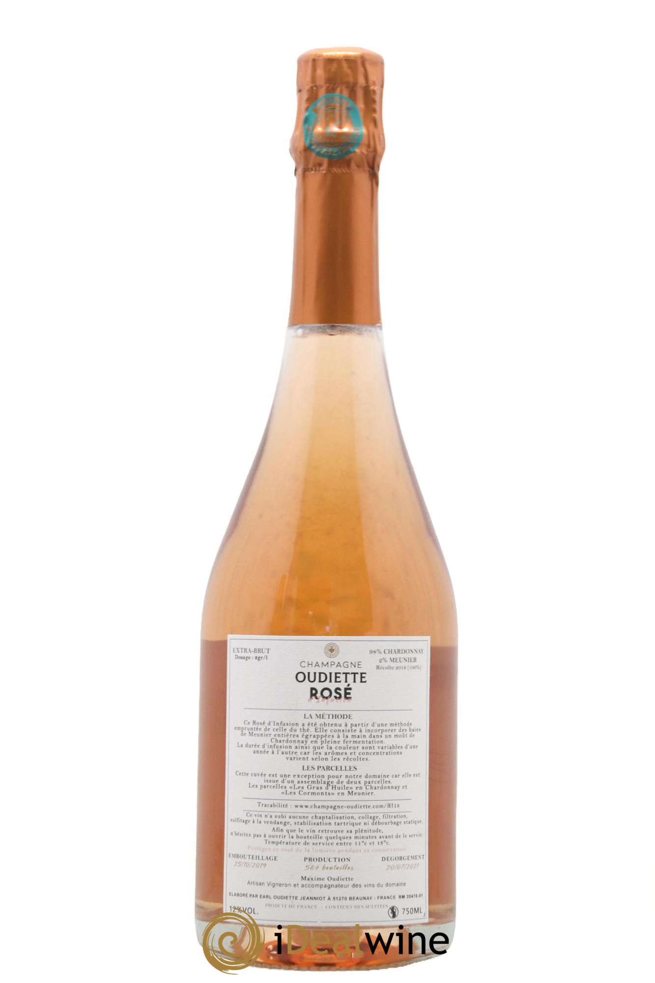 Champagne Rose d'Infusion Oudiette 2018 - Lot de 1 bouteille - 1