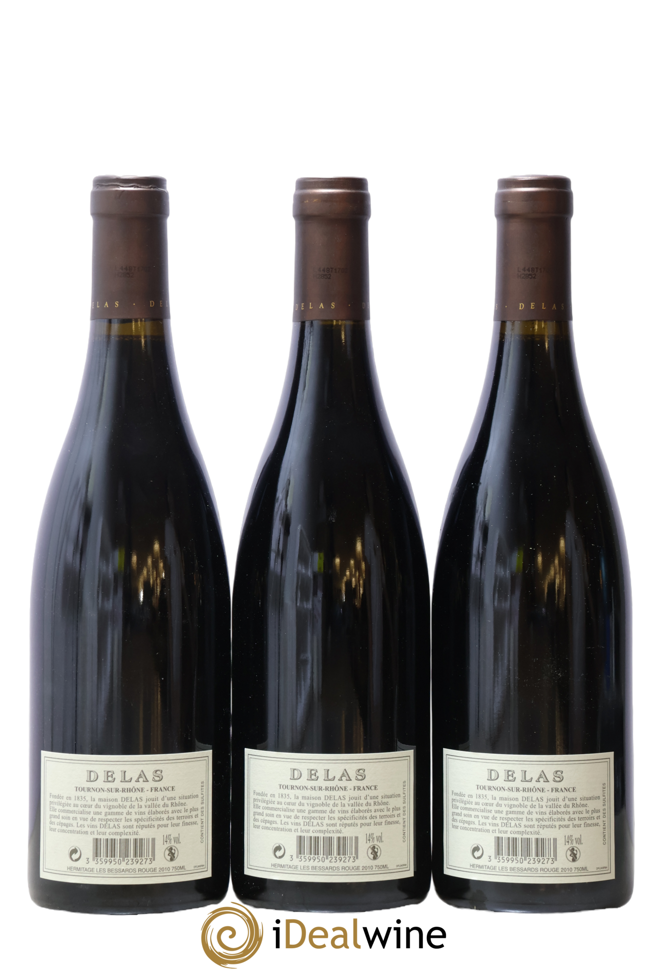 Hermitage Les Bessards Delas Frères 2010 - Lot of 3 bottles - 2