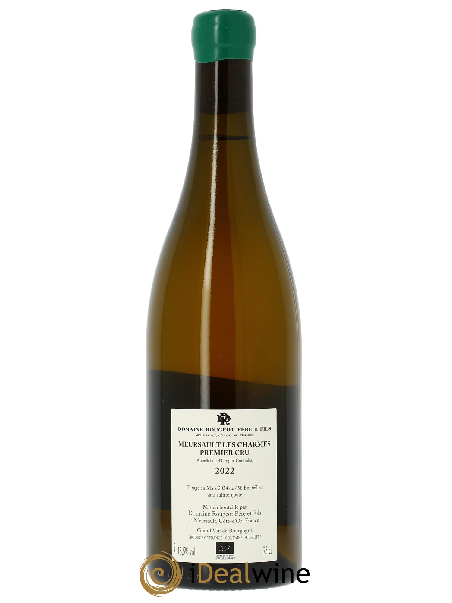 Meursault 1er Cru Les Charmes - Sans sulfite ajouté Rougeot Père et Fils  2022 - Lot de 1 bouteille - 1