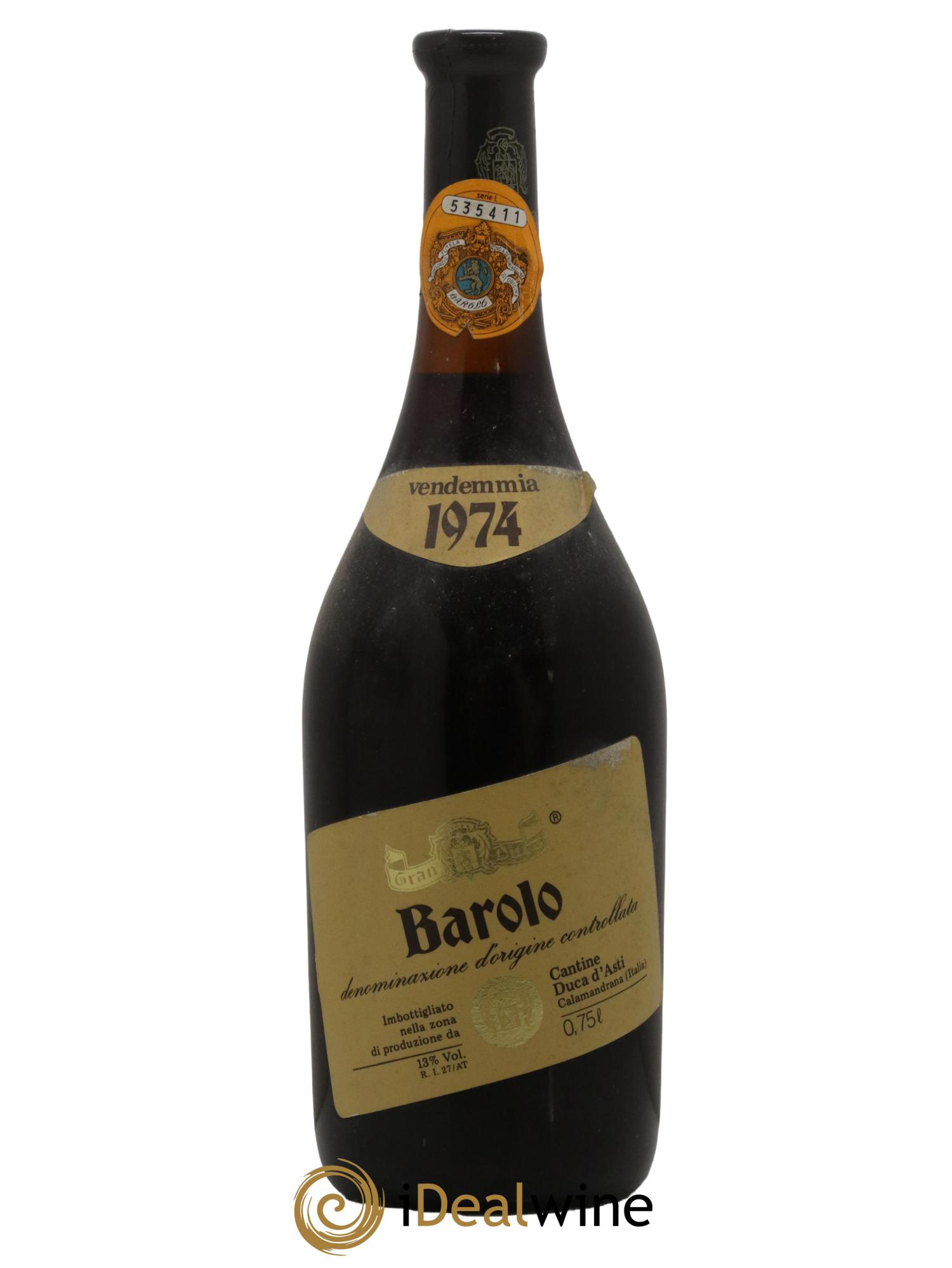 Barolo Duca d Asti 1974 - Lot de 1 bouteille - 0