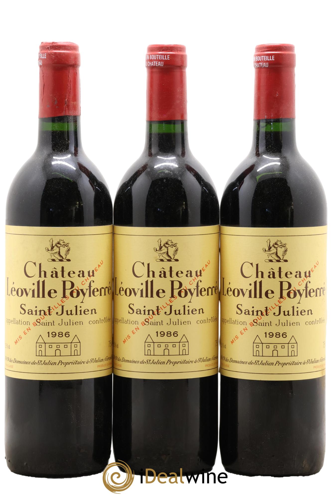 Château Léoville Poyferré 2ème Grand Cru Classé 1986 - Lot de 3 bouteilles - 0