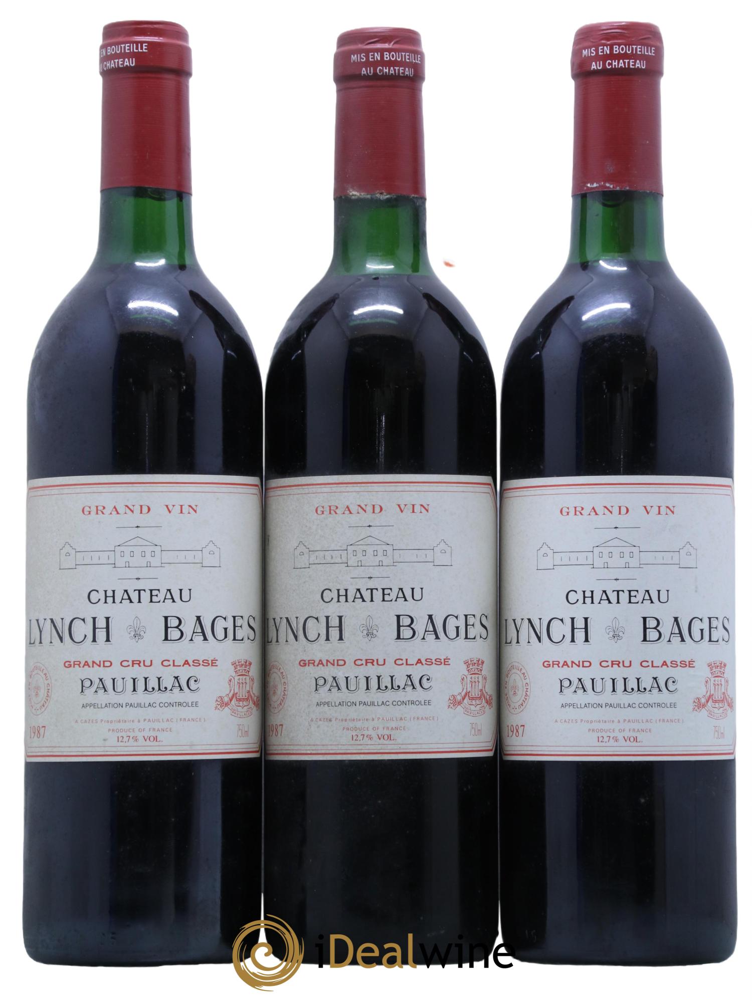 Château Lynch Bages 5ème Grand Cru Classé 1987 - Lot de 3 bouteilles - 0