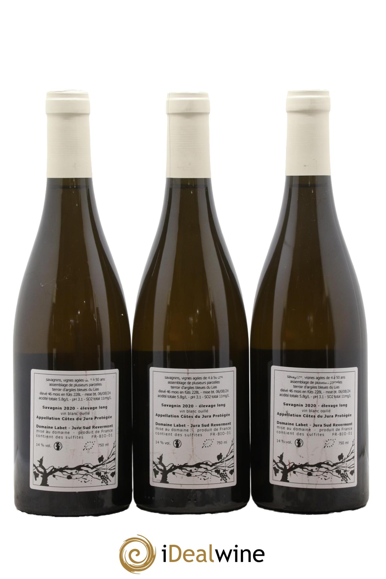 Côtes du Jura Savagnin Ouillé Elevage Long Labet (Domaine) 2020 - Lotto di 3 bottiglie - 1