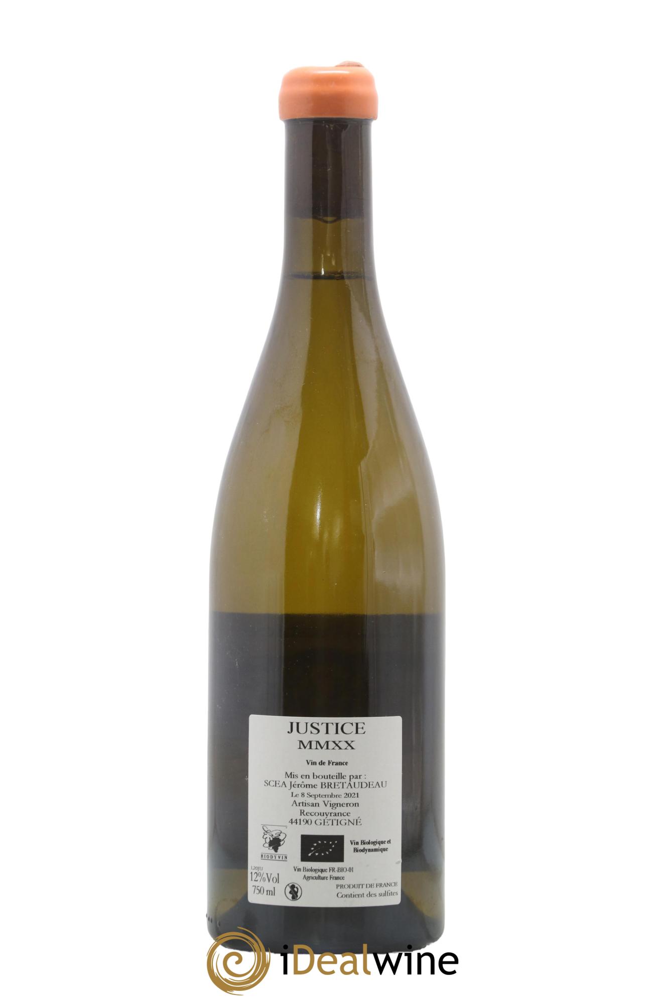 Vin de France La Justice Jérôme Bretaudeau - Domaine de Bellevue 2020 - Lot of 1 bottle - 1