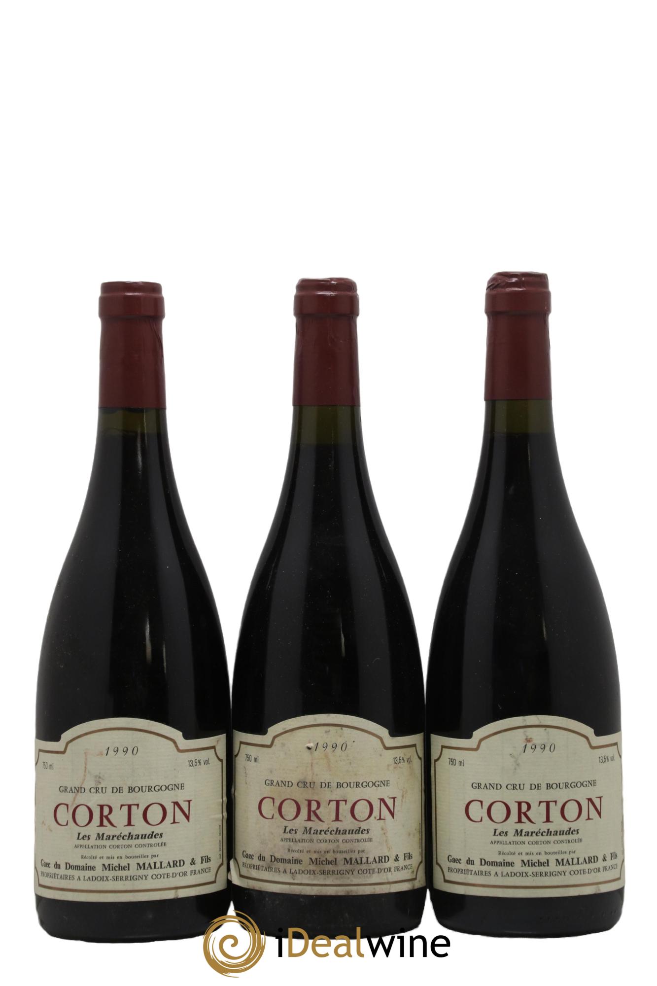 Corton Les Marechaudes Grand Cru Michel Mallard et Fils Les Maréchaudes Mallard 1990 - Posten von 3 Flaschen - 0