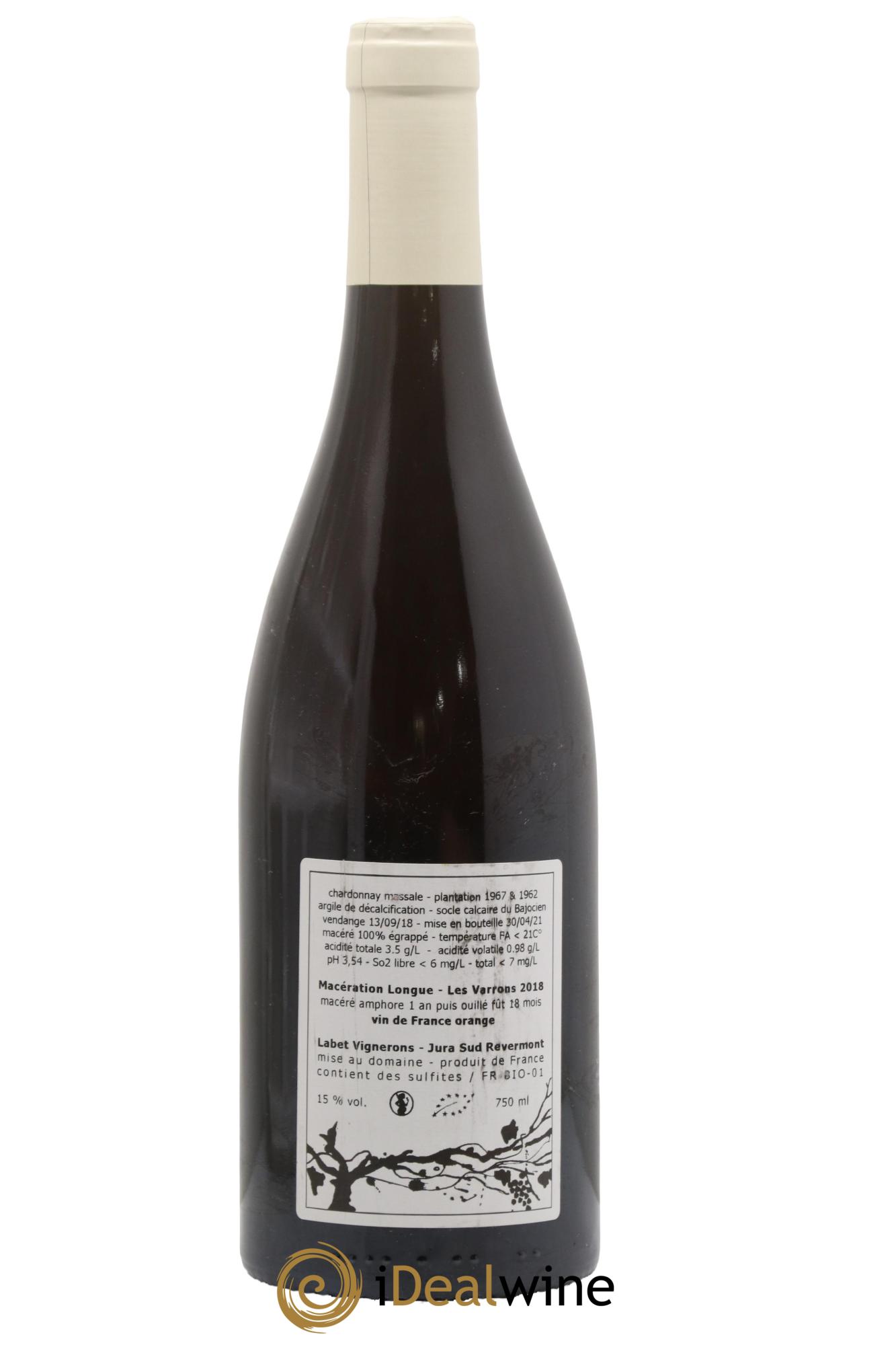 Côtes du Jura Chardonnay Les Varrons Macération Romain - Julien  - Charline Labet 2018 - Lot de 1 bouteille - 1