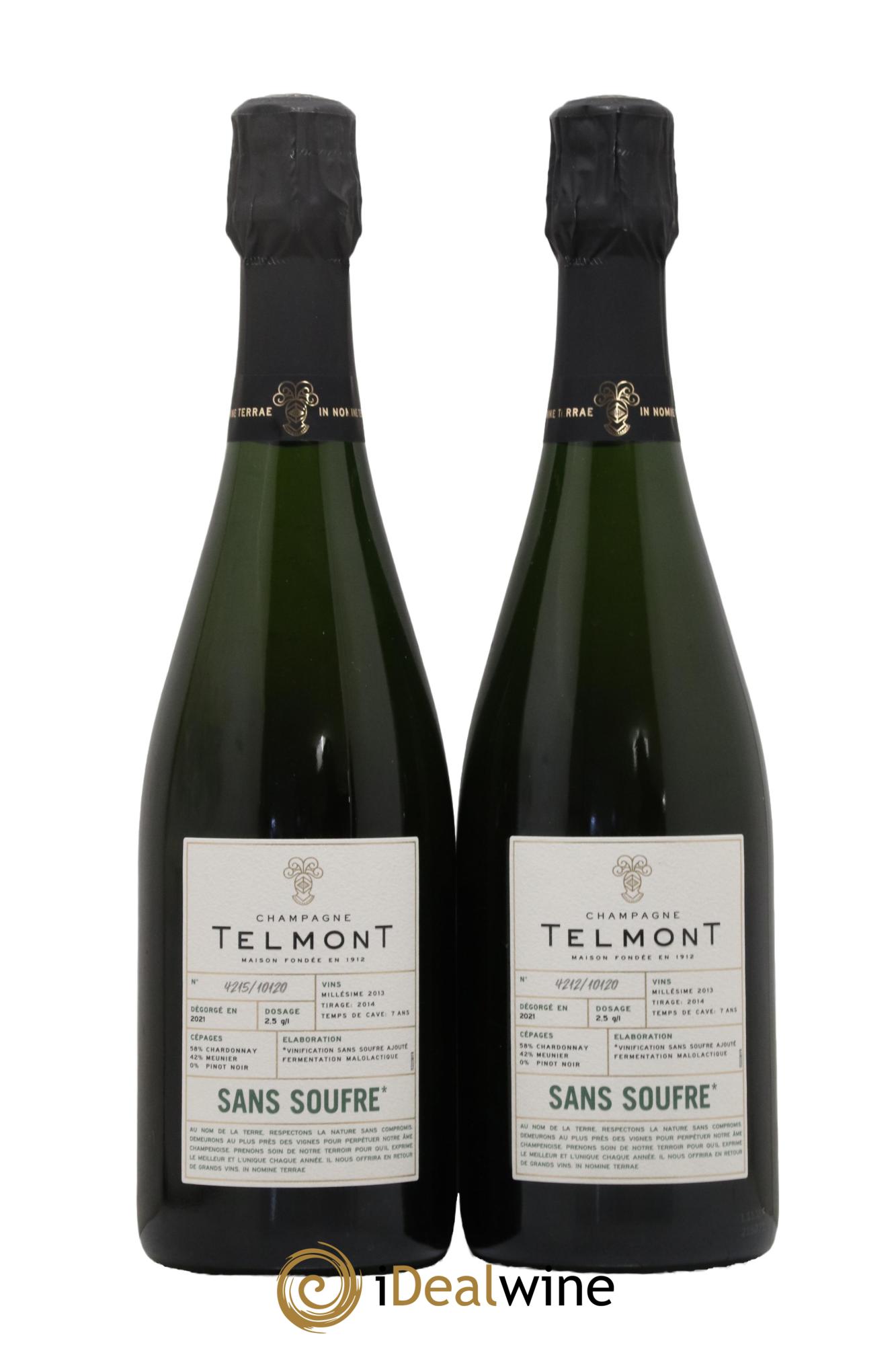 Champagne Sans Souffre Extra Brut Telmont 2013 - Lot de 2 bouteilles - 0