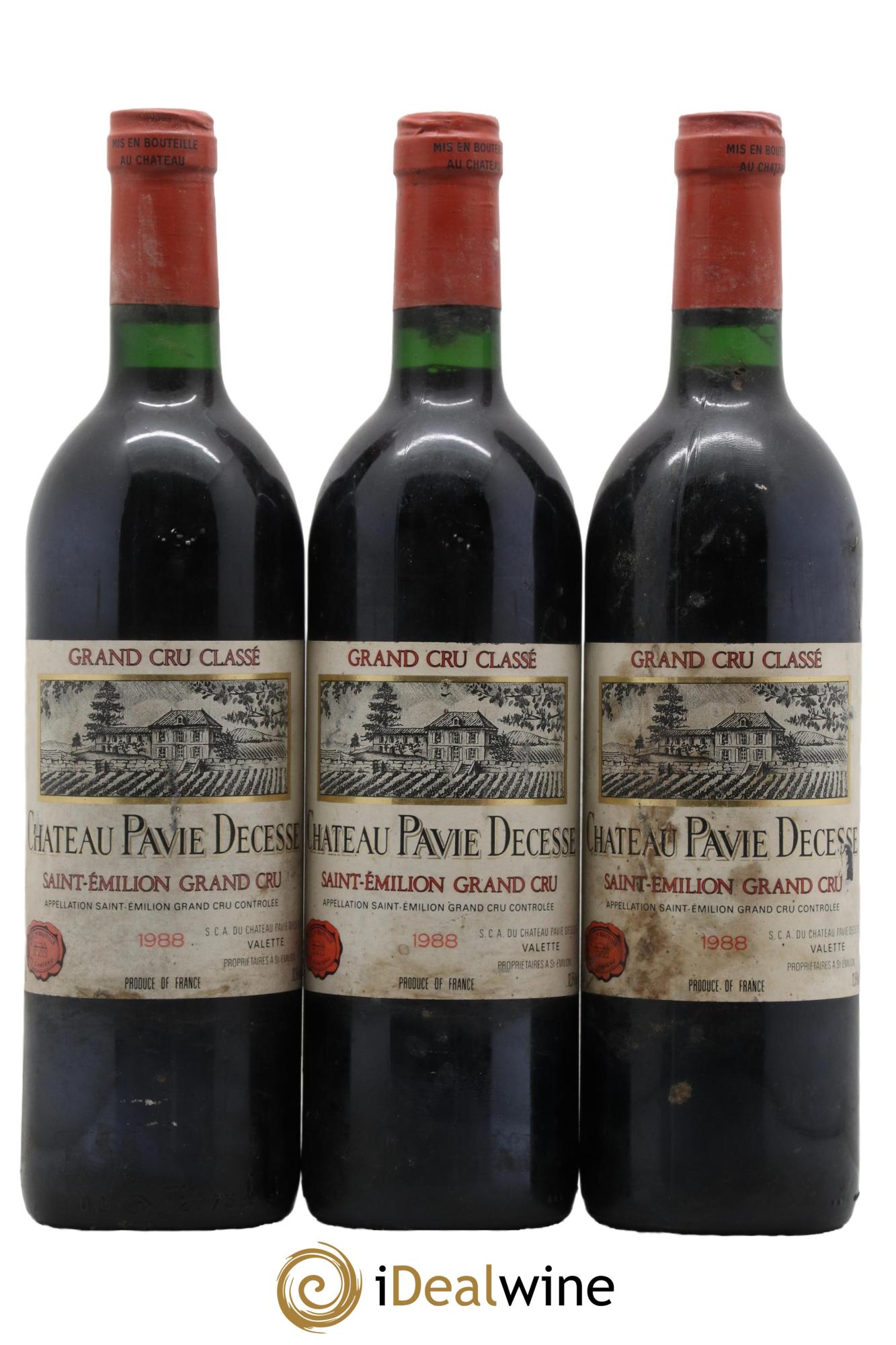 Château Pavie Decesse Grand Cru Classé 1988 - Lot de 3 bouteilles - 0