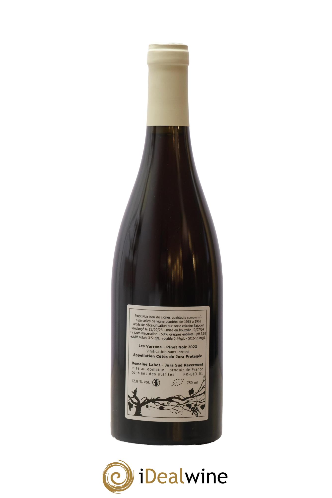 Côtes du Jura Pinot Noir Les Varrons Sélection Clonale Romain - Julien - Charline Labet 2023 - Lot de 1 bouteille - 1