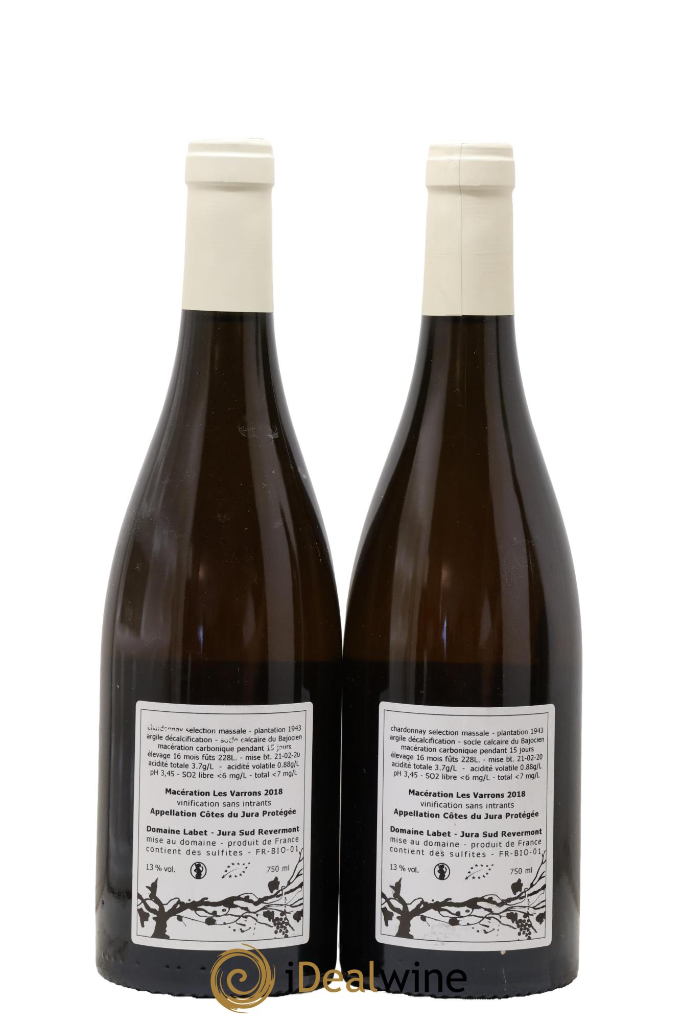 Côtes du Jura Chardonnay Les Varrons Macération Romain - Julien  - Charline Labet 2018 - Lot de 2 bouteilles - 1