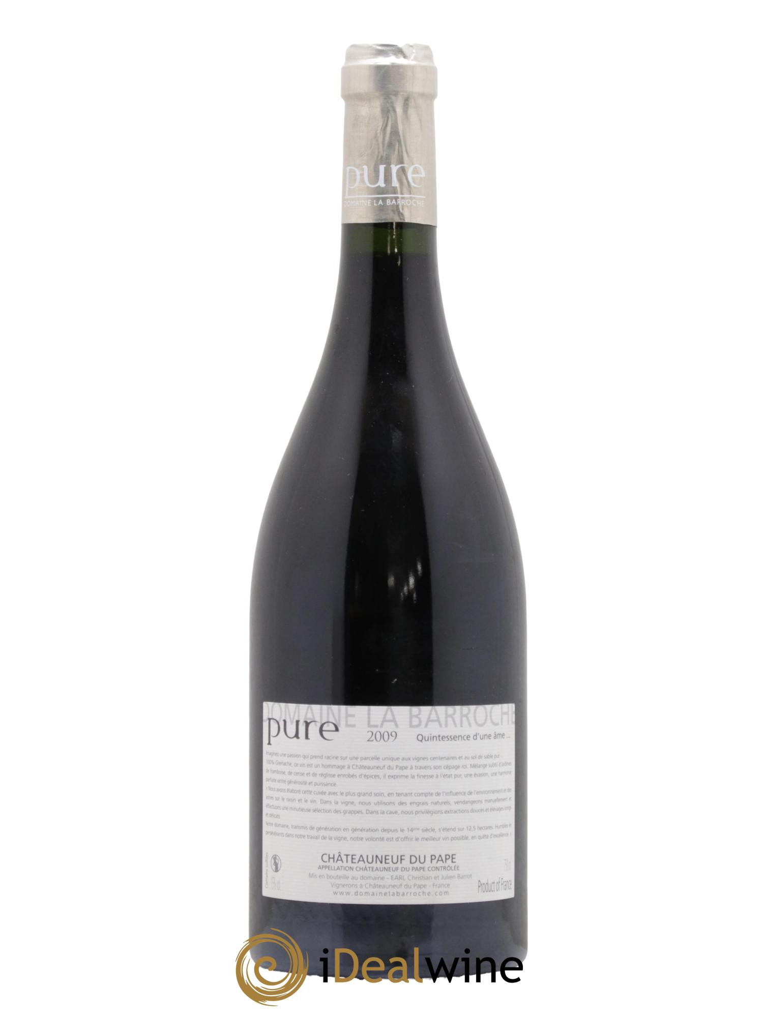Châteauneuf-du-Pape Cuvée Pure Domaine La Barroche 2009 - Lot de 1 bouteille - 1