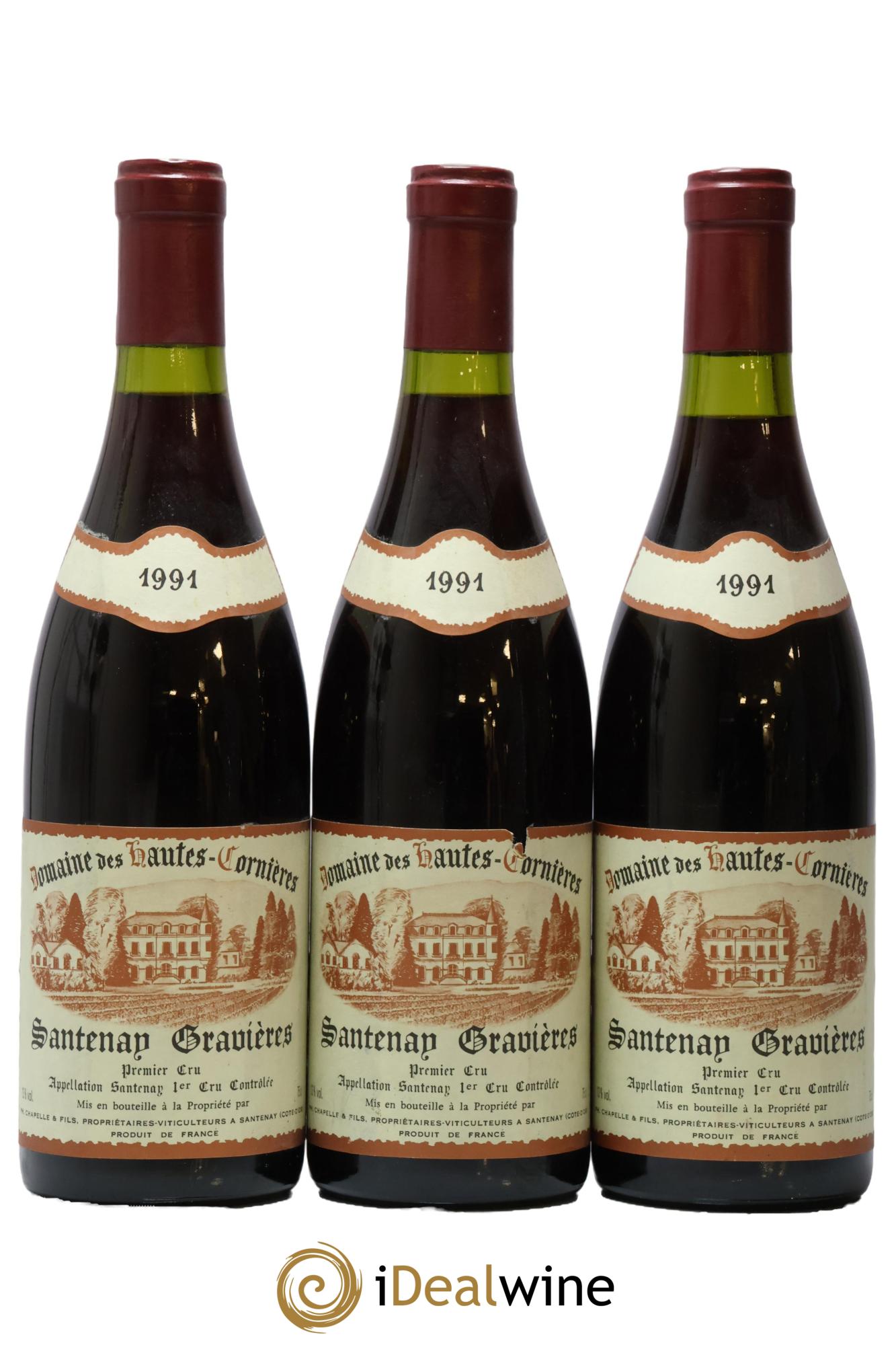 Santenay 1er Cru Gravières Domaine des Hautes Cornières 1991 - Lot de 3 bouteilles - 0